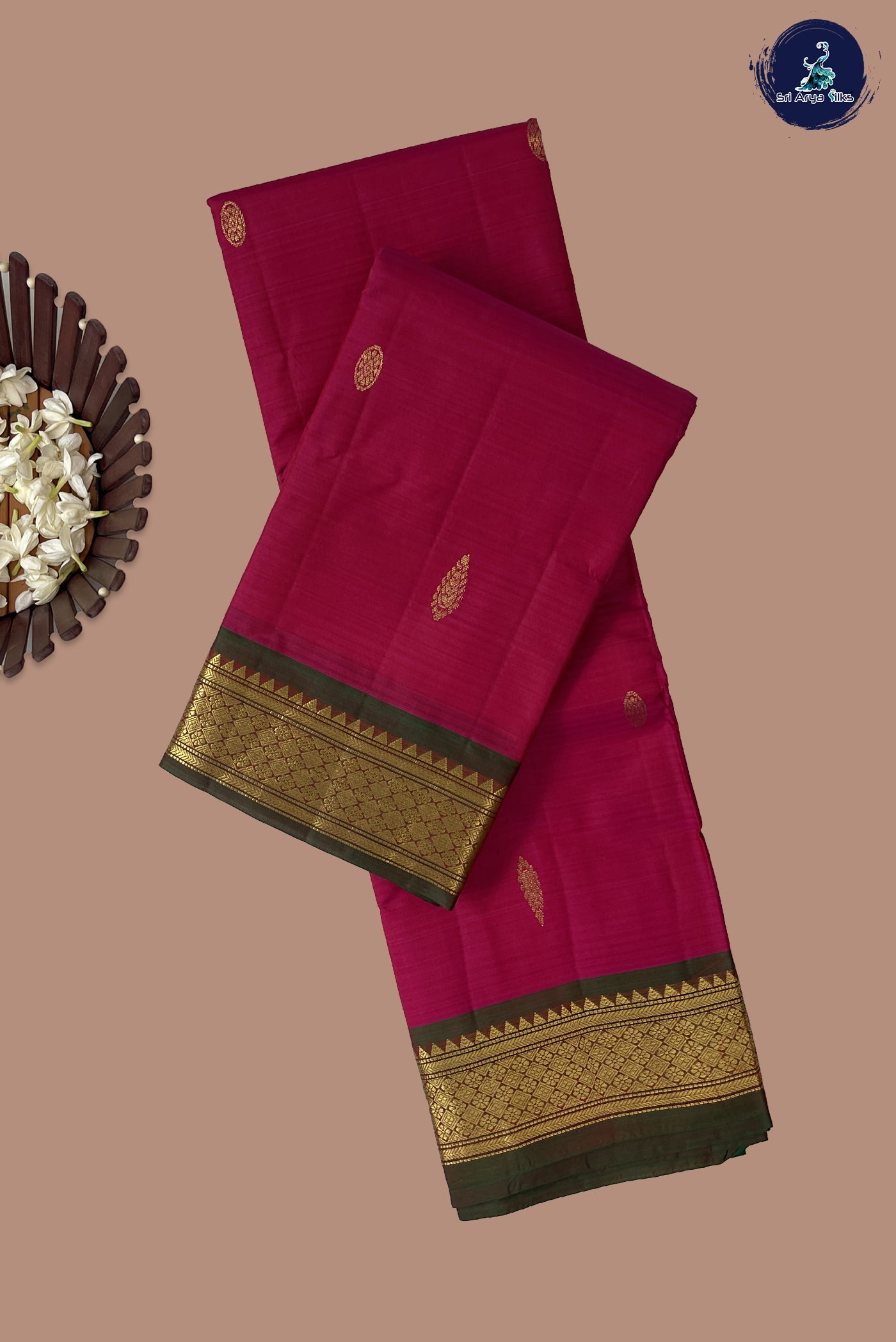 Dark Pink Light Weight Silk Saree With Zari Buttas Pattern