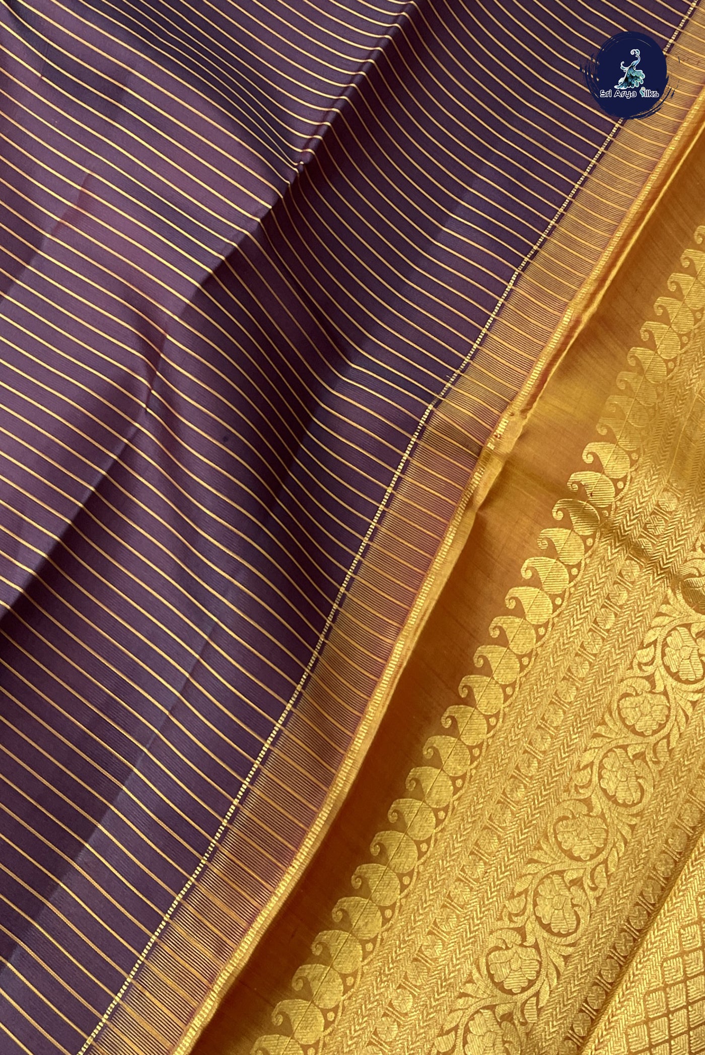 Brown Light Weight Silk Saree With Stripes Pattern