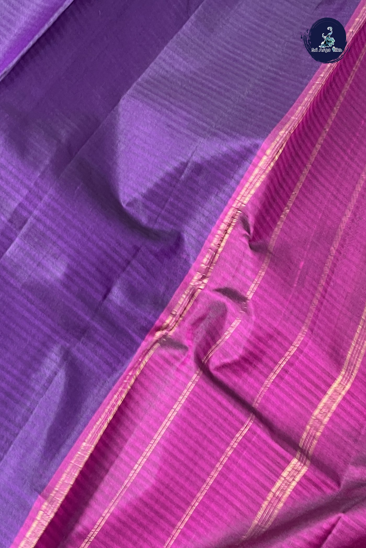 Dark Brinjal Light Weight Silk Saree With Doria Lines Pattern