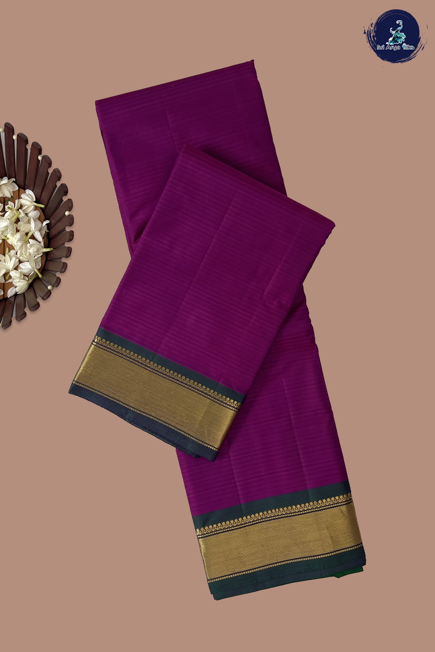 Purple Light Weight Silk Saree With Doria Lines Pattern