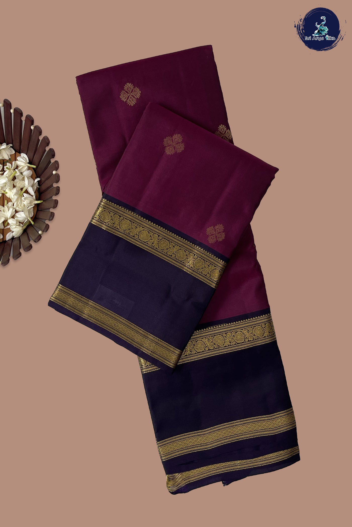 Pinkish Maroon Traditional Silk Saree With Zari Buttas Pattern