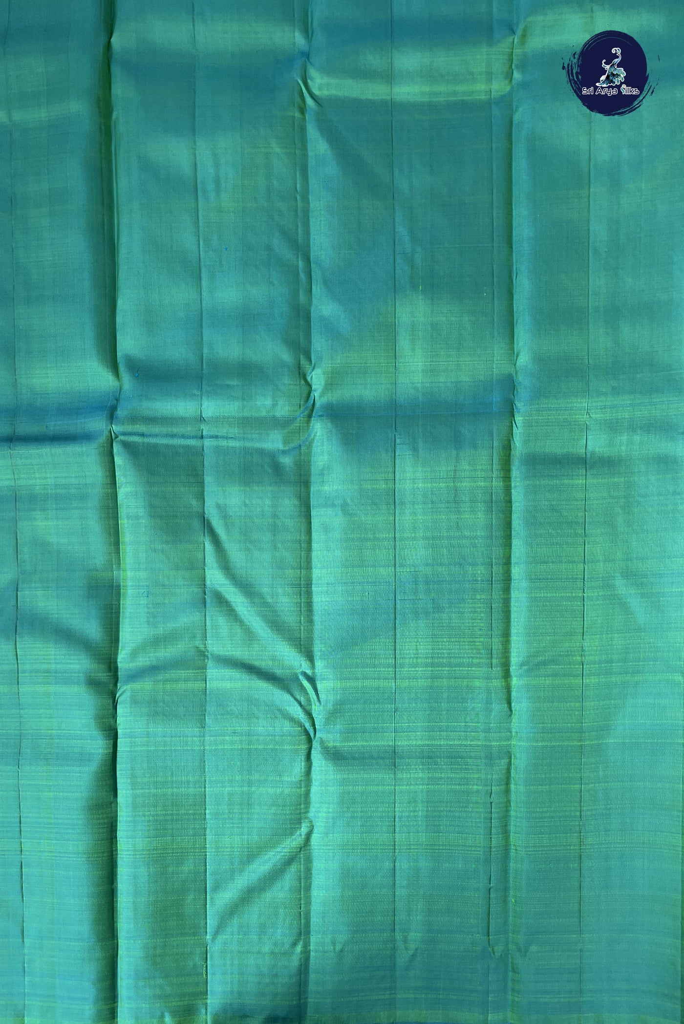 Dual Tone Green Half and Half Checked Silk Saree With Jacquard Pattern