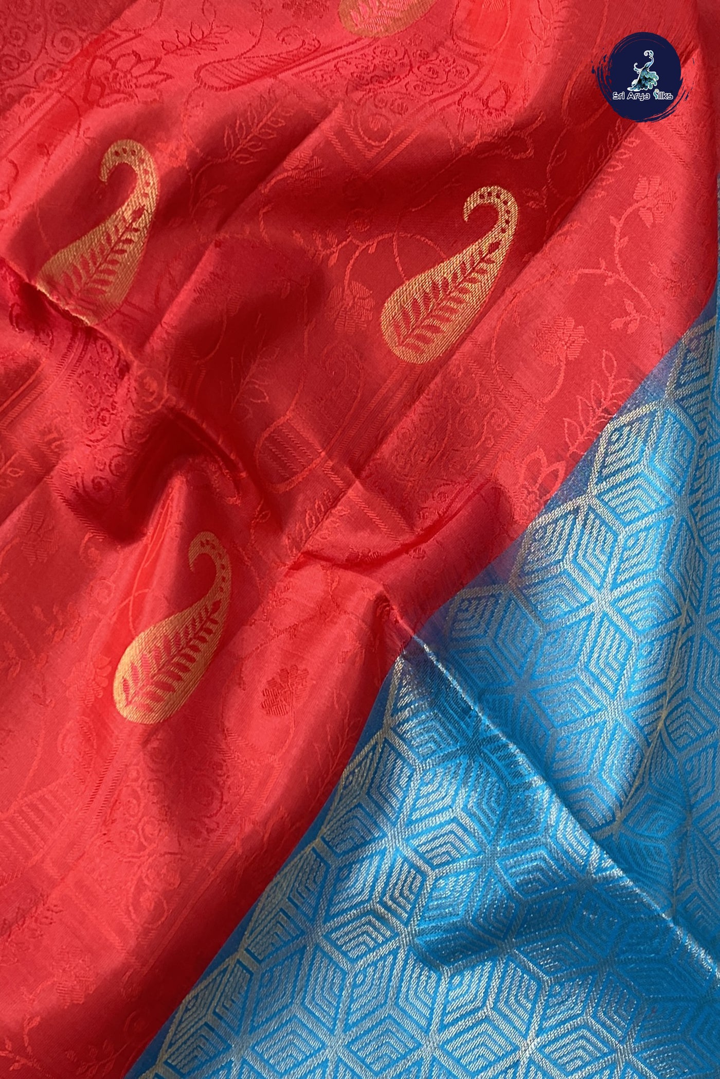 Red Half Pure Silk Saree With Embossed Pattern