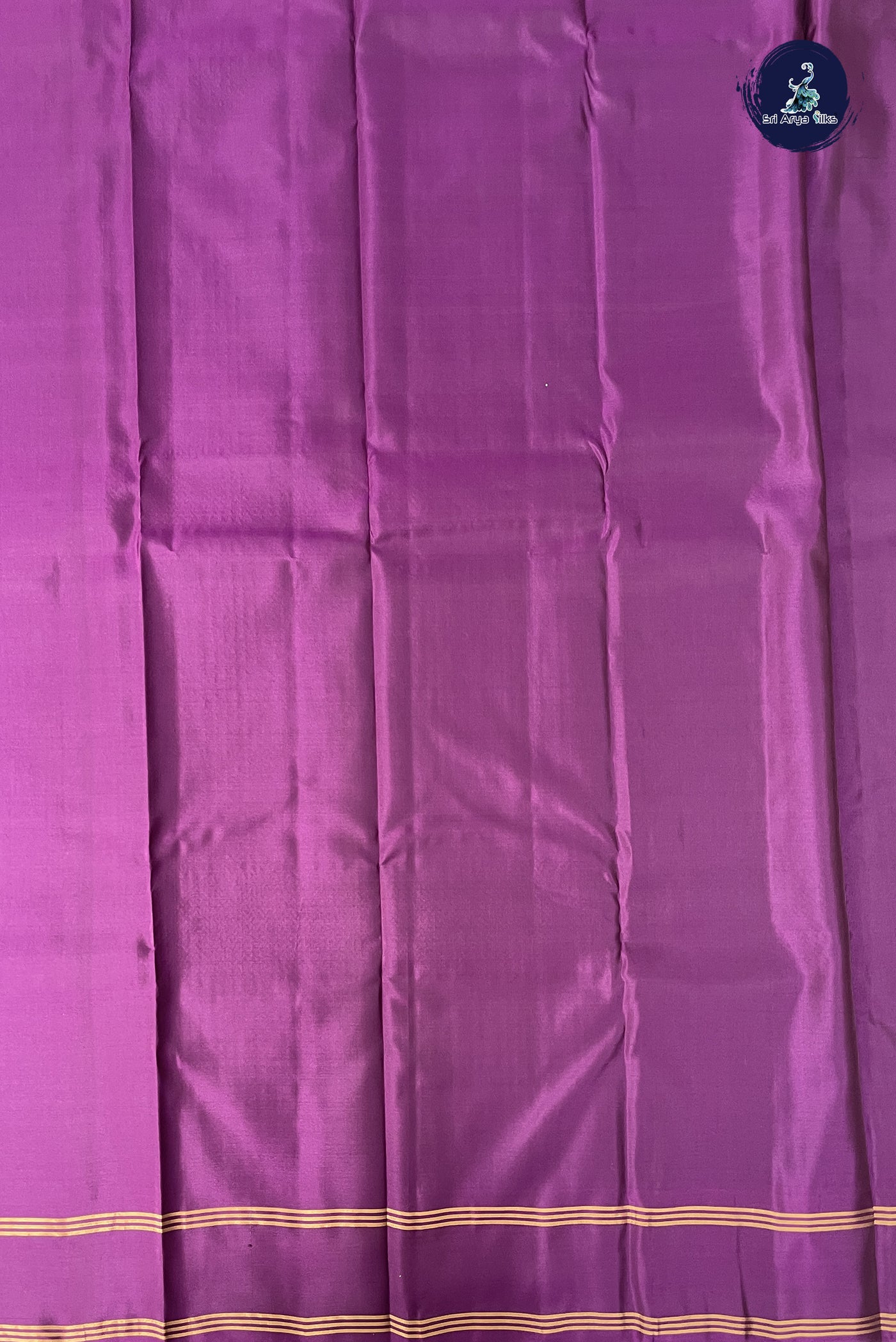 Dark Blue Half Pure Silk Saree With Stripes Pattern