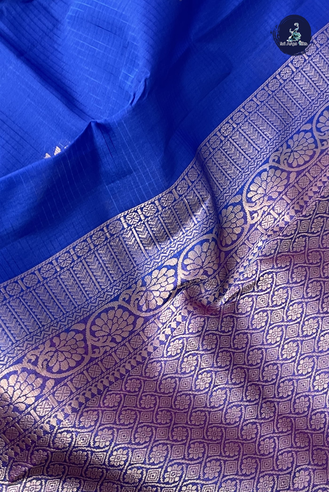 MS Blue Half Pure Silk Saree With Zari Buttas Pattern