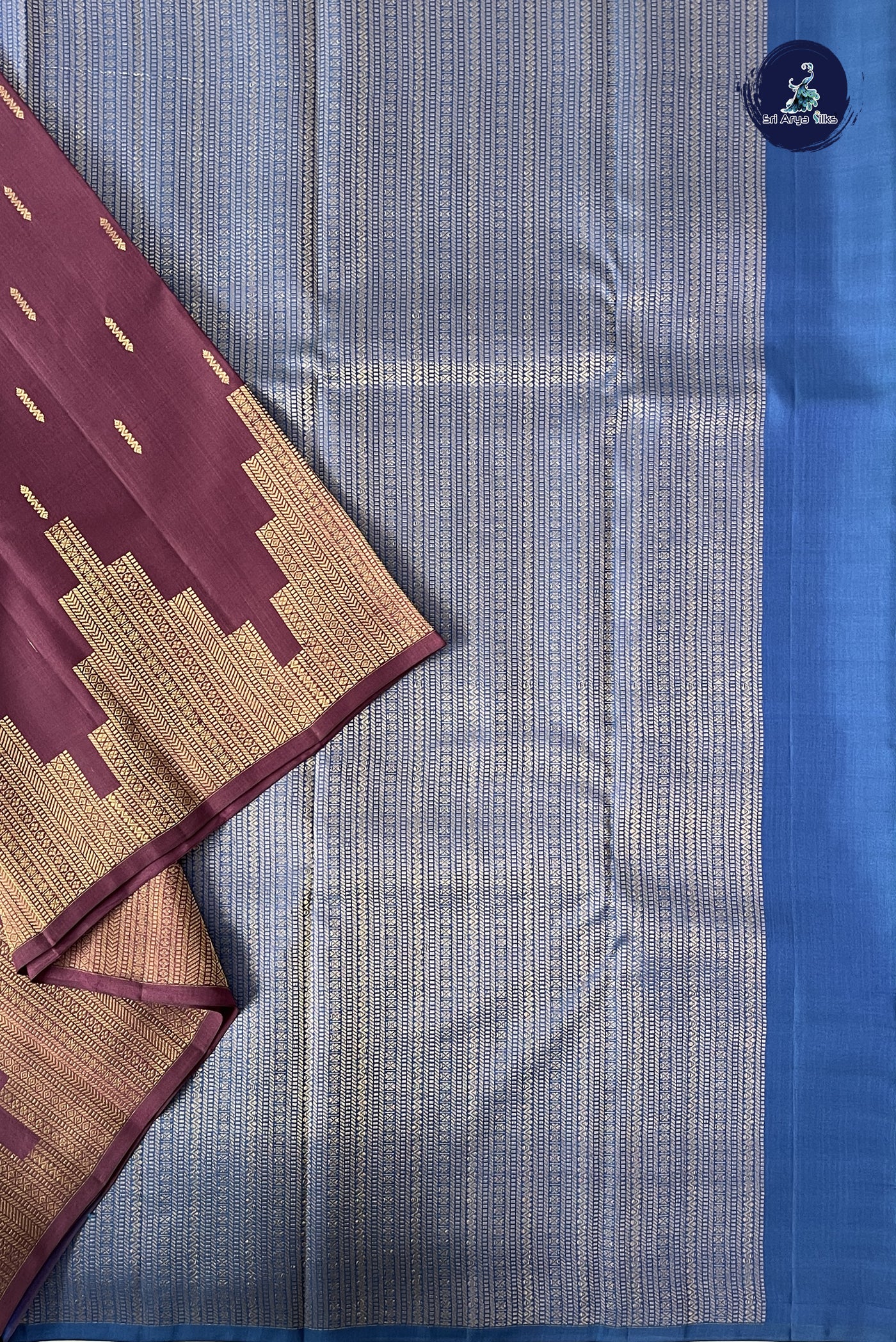 Jamun Half Pure Silk Saree With Zari Buttas Pattern