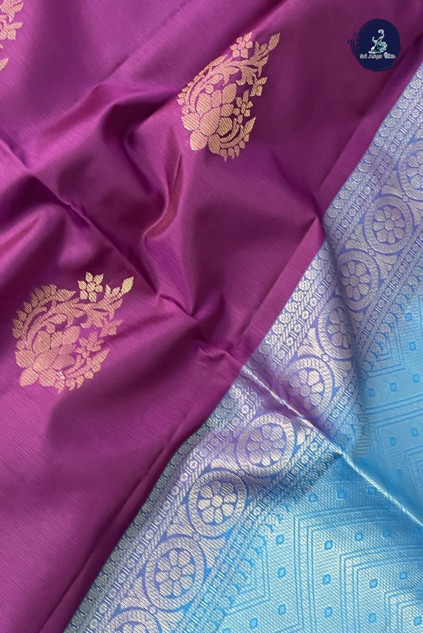Jamun Half Pure Silk Saree With Zari Buttas Pattern