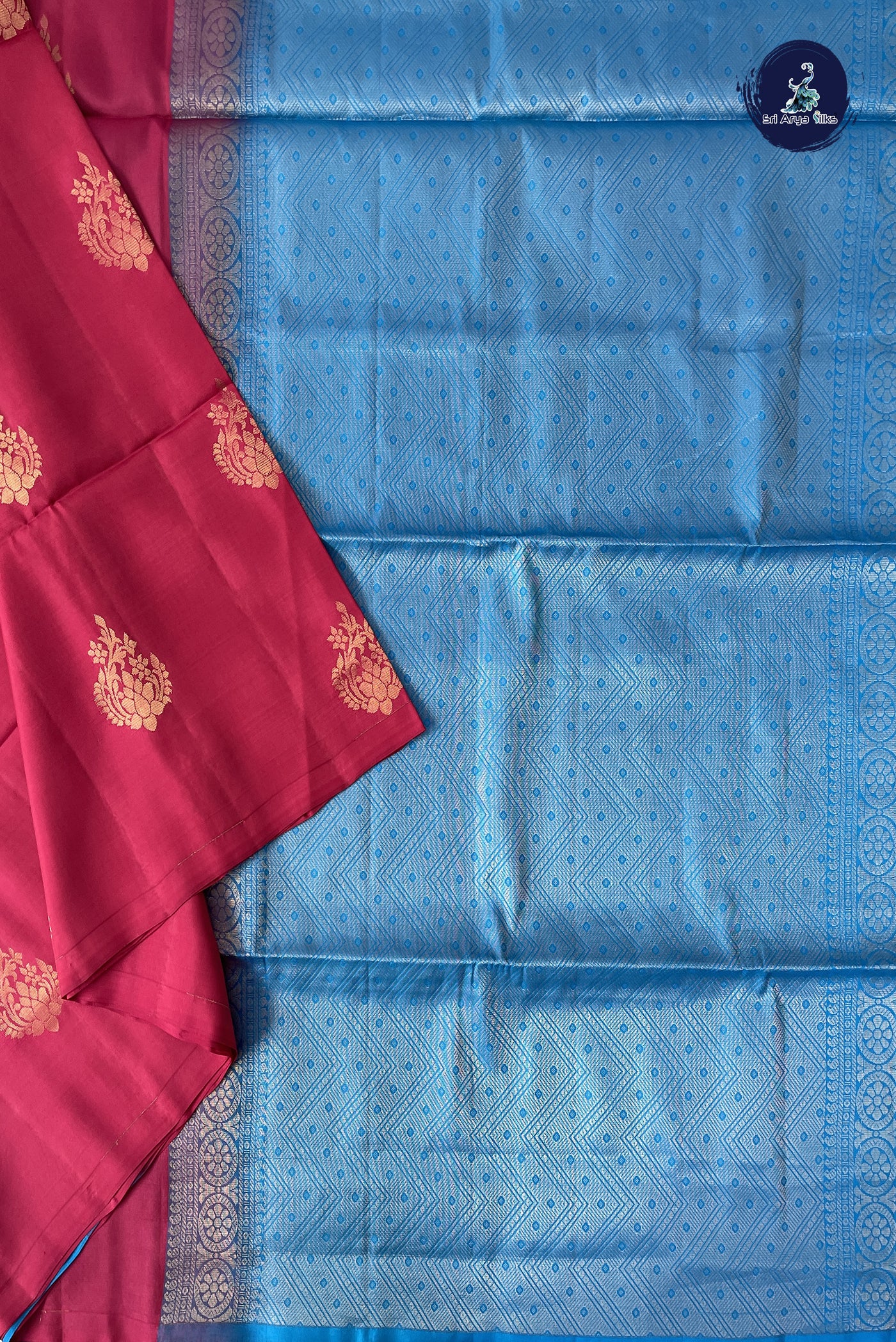 Pinkish Maroon Half Pure Silk Saree With Zari Buttas Pattern