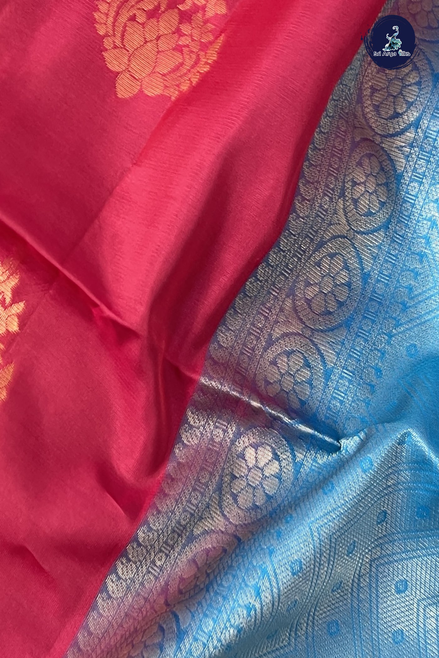 Pinkish Maroon Half Pure Silk Saree With Zari Buttas Pattern