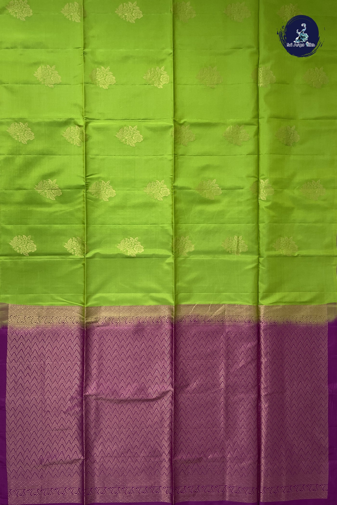 Light Green Half Pure Silk Saree With Zari Buttas Pattern