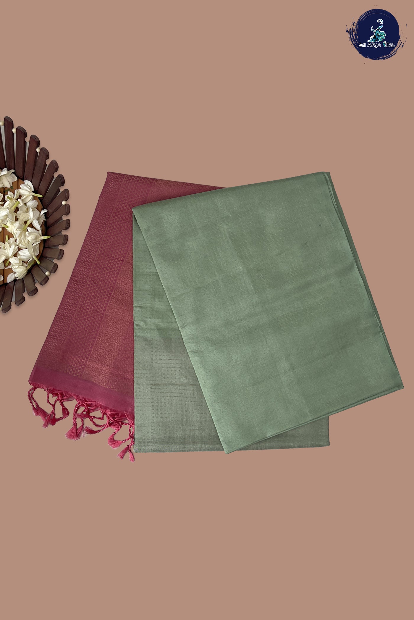 Pista Green Half Pure Silk Saree With Zari Woven Pattern