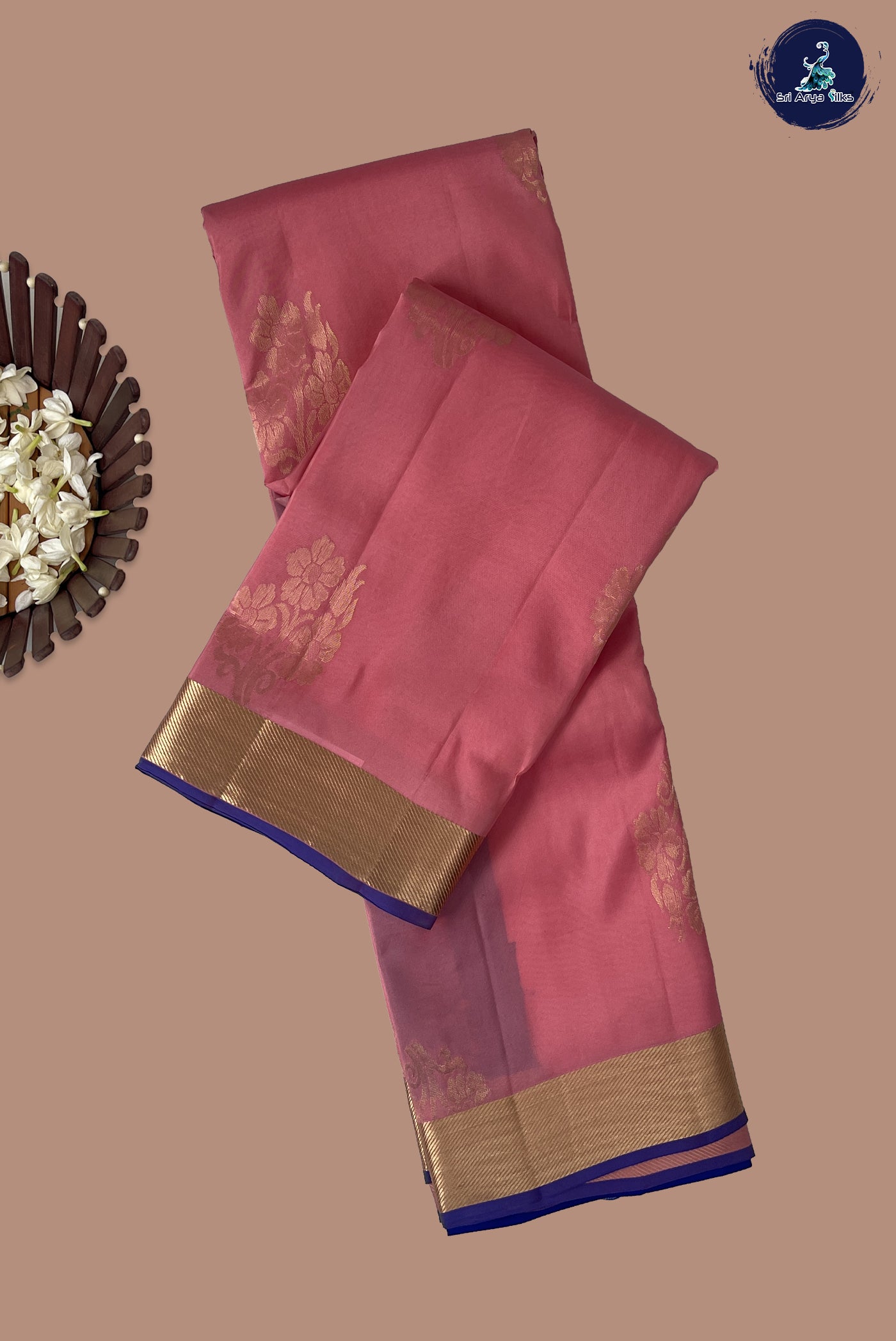 Pink Half Pure Silk Saree With Zari Buttas Pattern