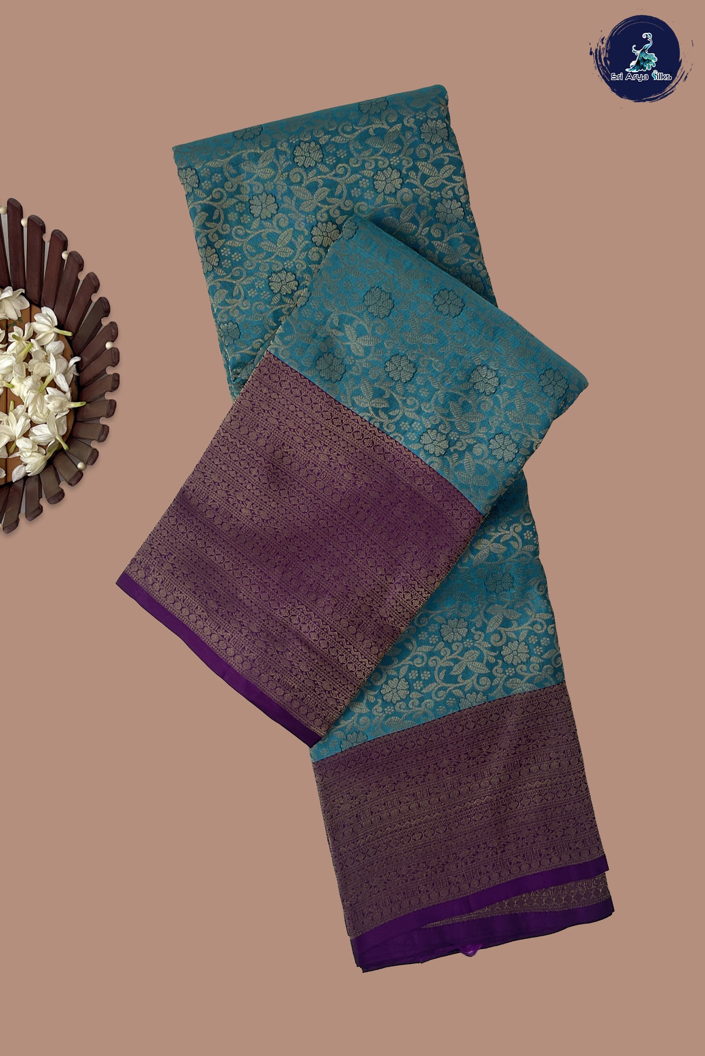 Blue Half Pure Silk Saree With Jacquard Pattern