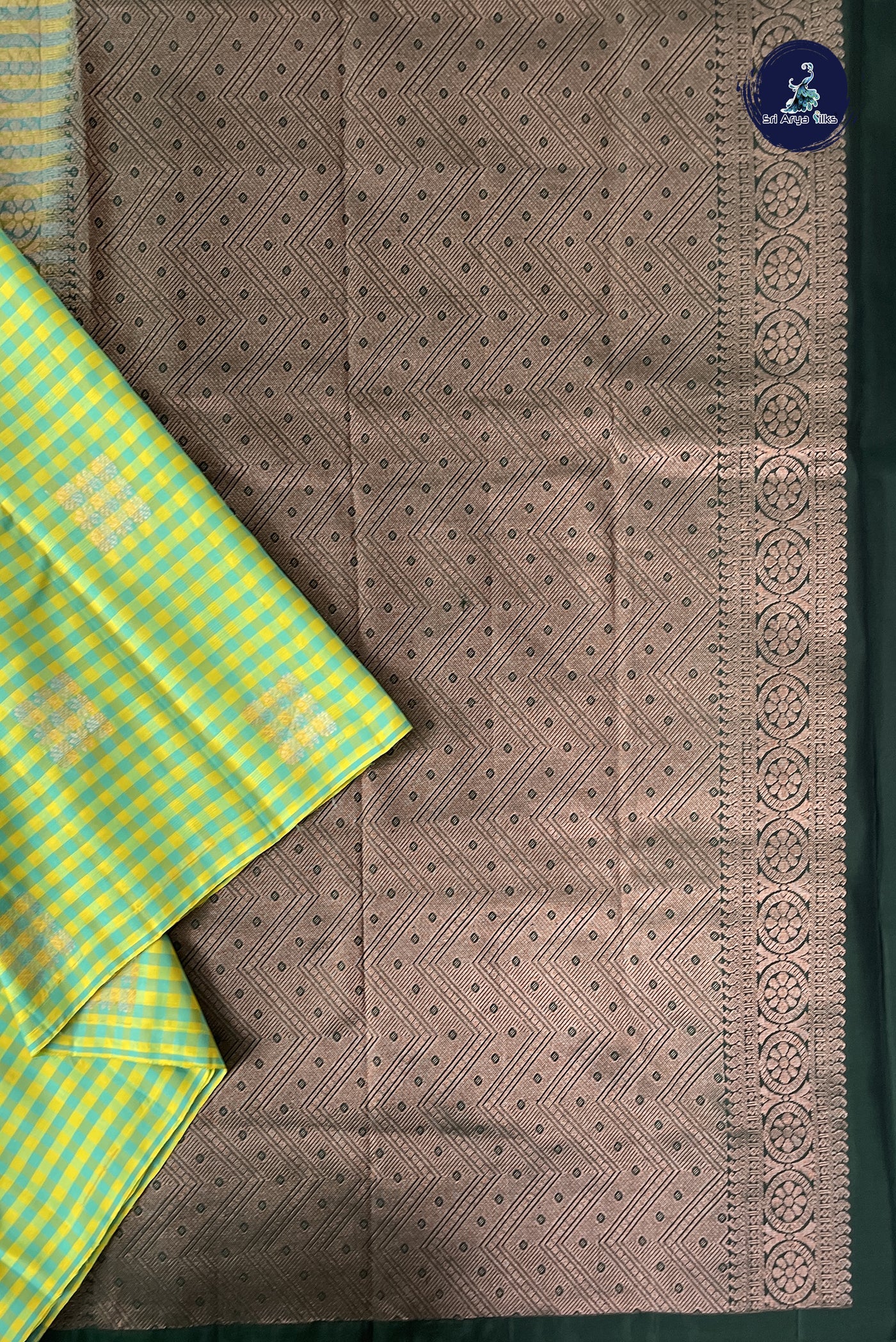 Multi Colour Half Pure Silk Saree With Checked Pattern