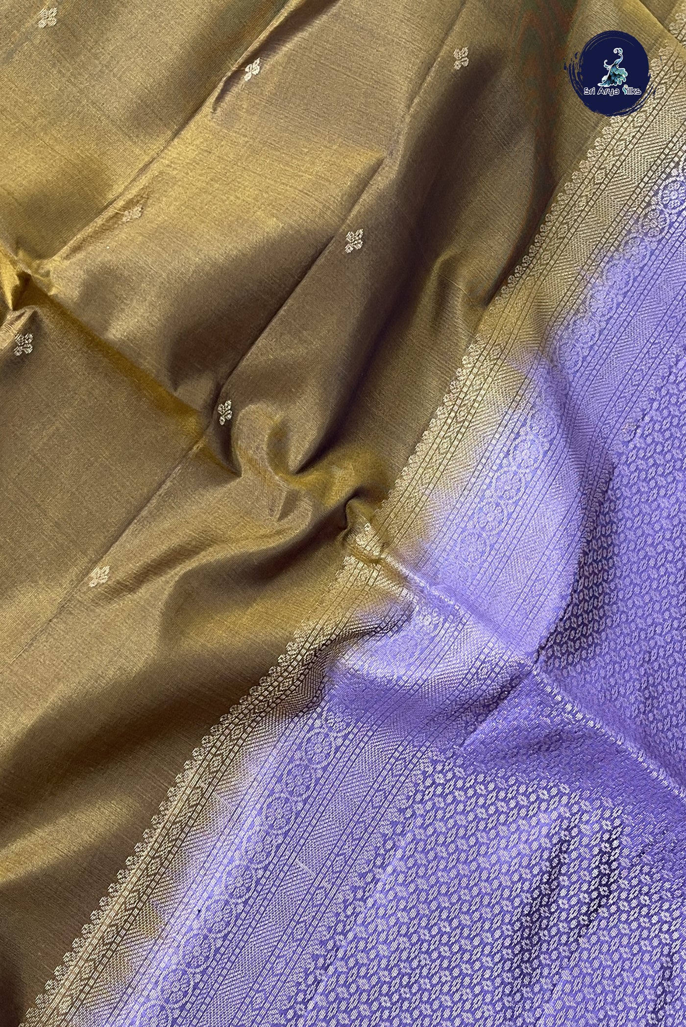 Golden Mustard Half Pure Silk Saree With Zari Buttas Pattern