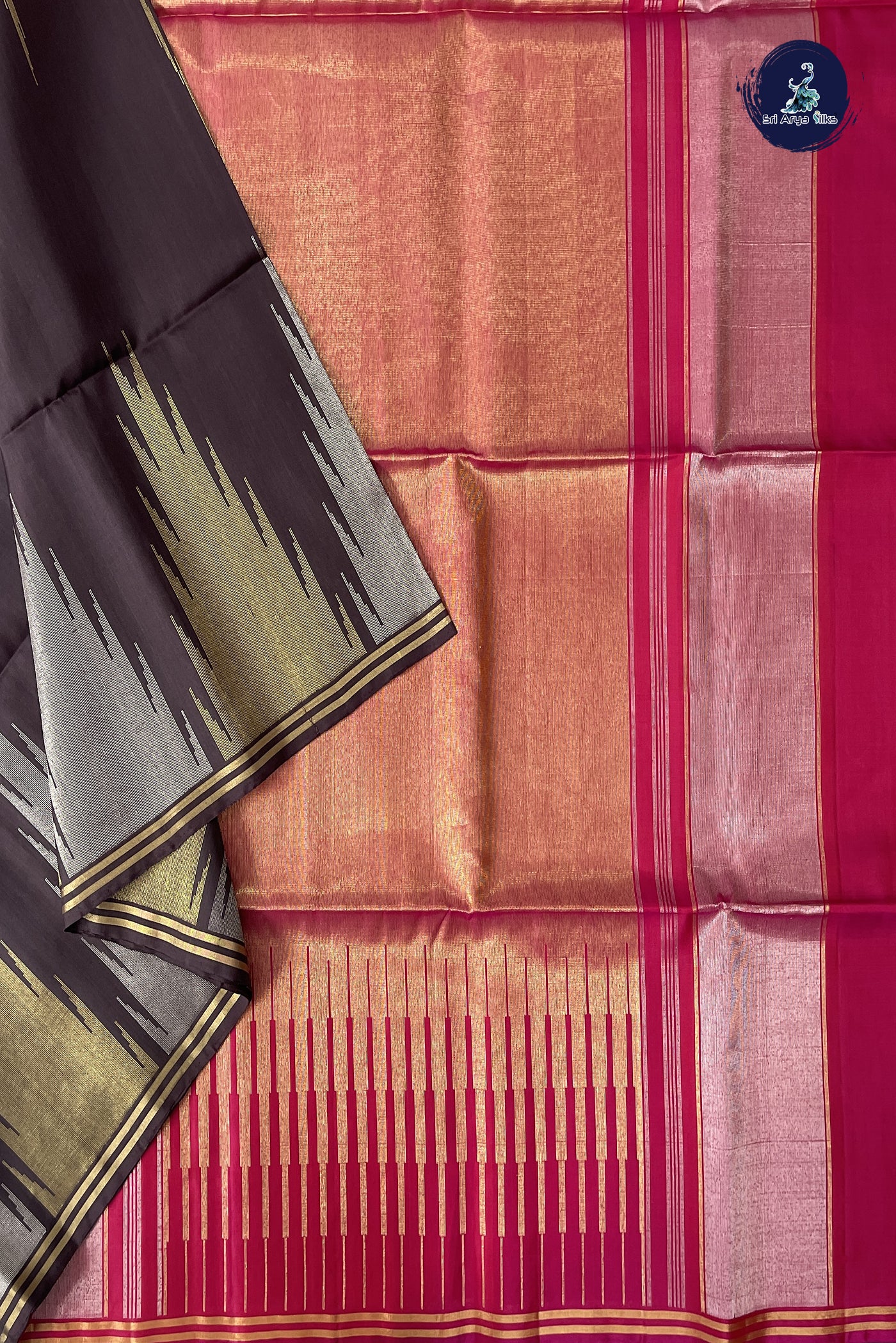 Brown Soft Silk Saree With Zari Buttas Pattern