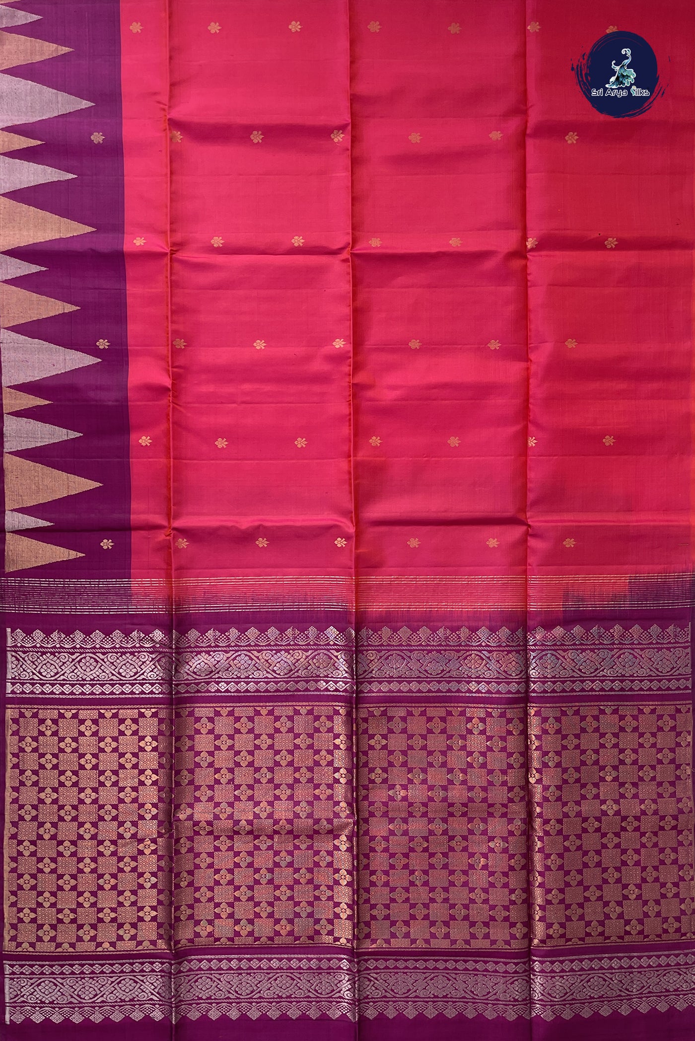 Dual Tone Pink Soft Silk Saree With Zari Buttas Pattern