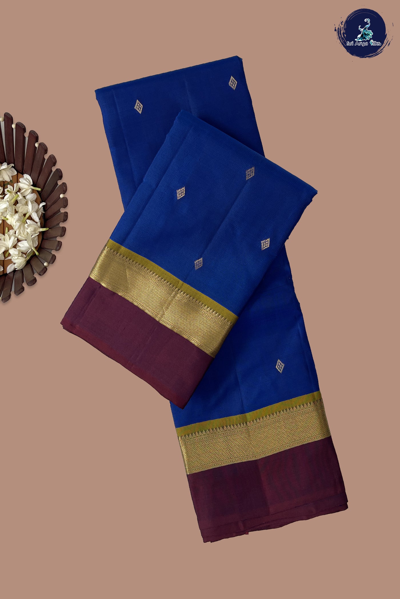 Royal Blue Light Weight Silk Saree With Zari Buttas Pattern