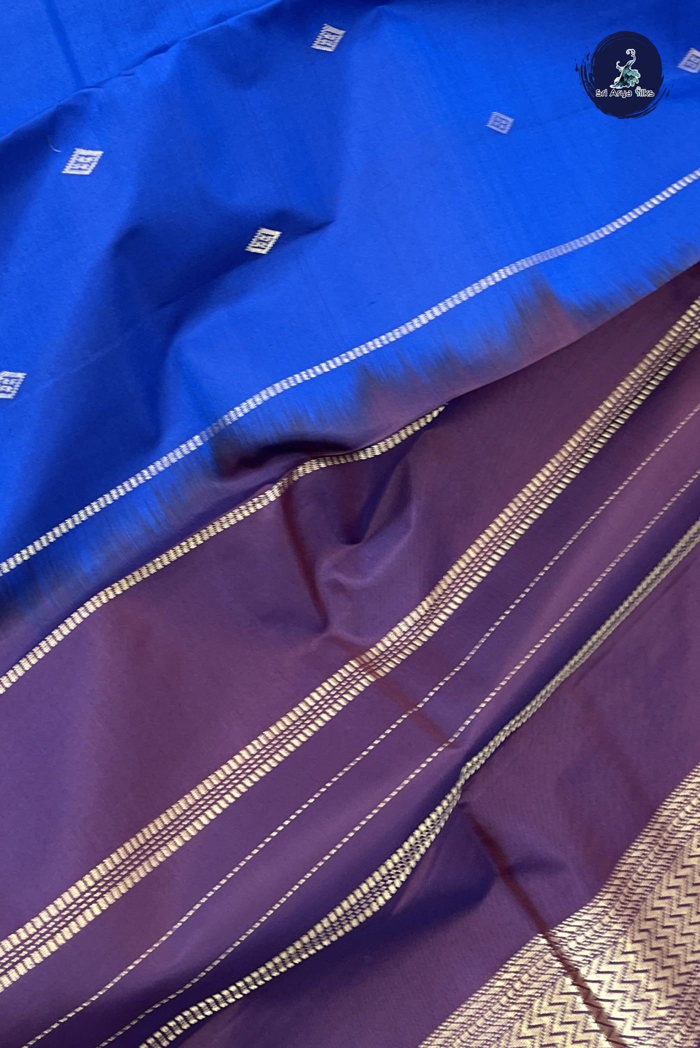 Royal Blue Light Weight Silk Saree With Zari Buttas Pattern