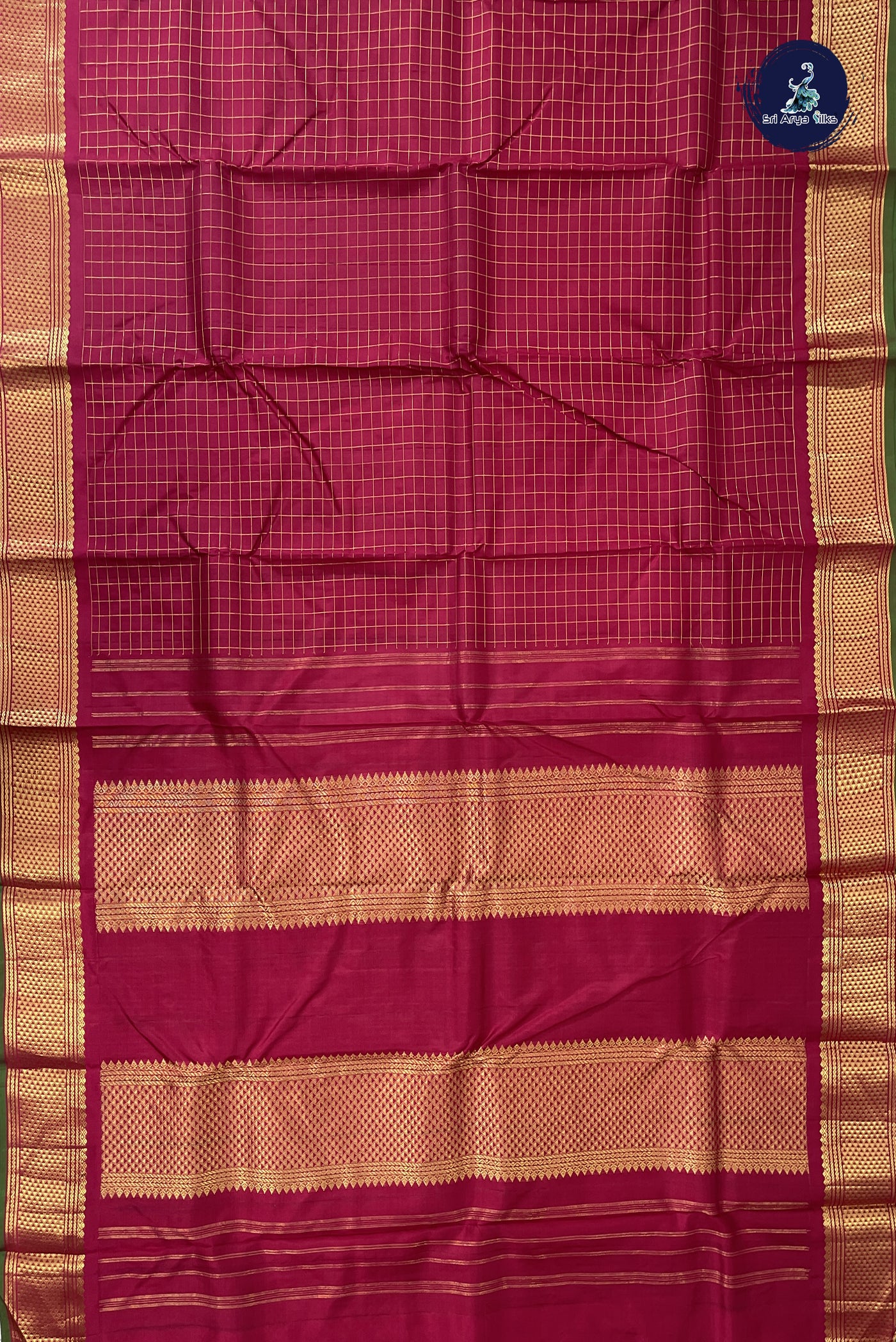 Maroon Light Weight Silk Saree With Zari Checked Pattern