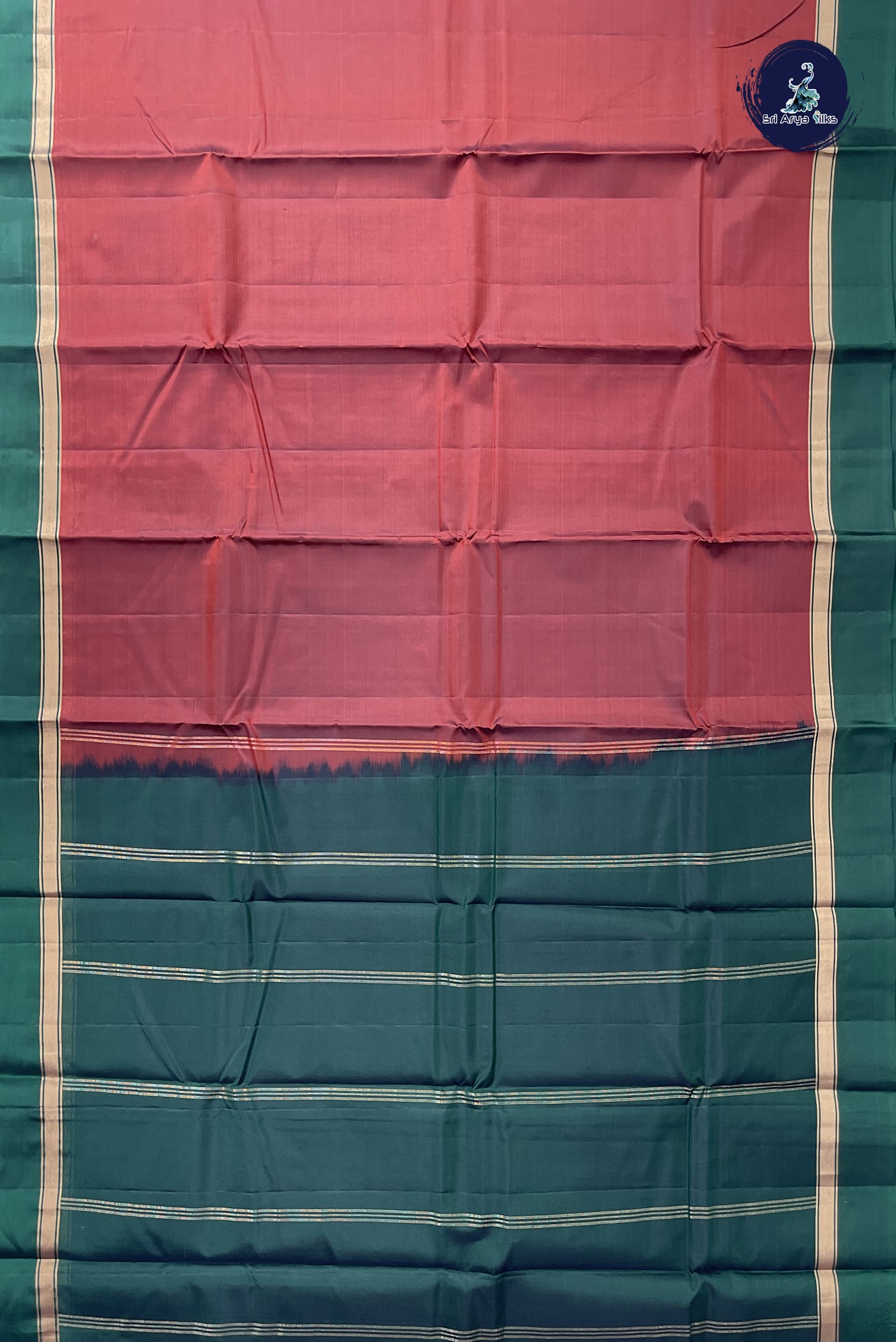 Rust Light Weight Silk Saree With Plain Pattern