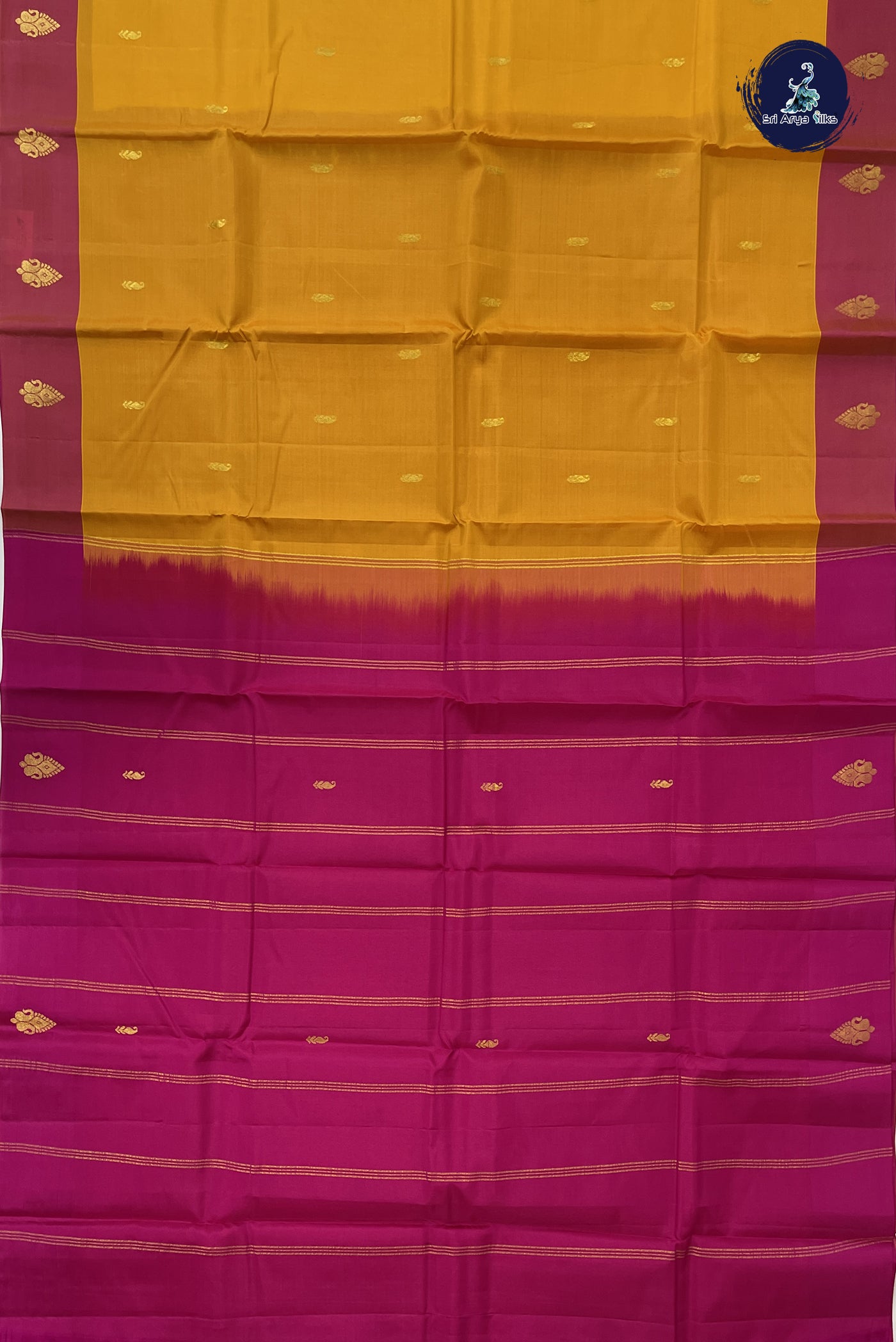 Mustard Yellow Light Weight Silk Saree With Zari Buttas Pattern