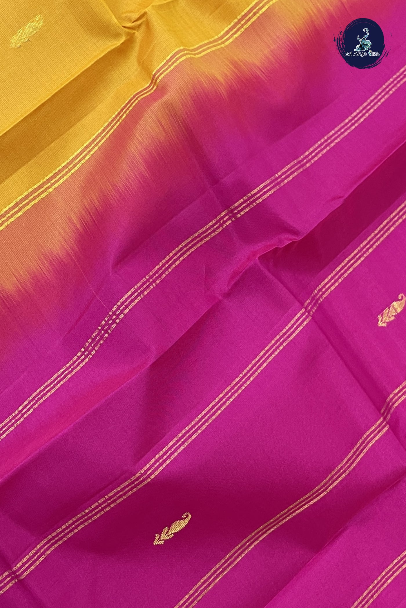Mustard Yellow Light Weight Silk Saree With Zari Buttas Pattern