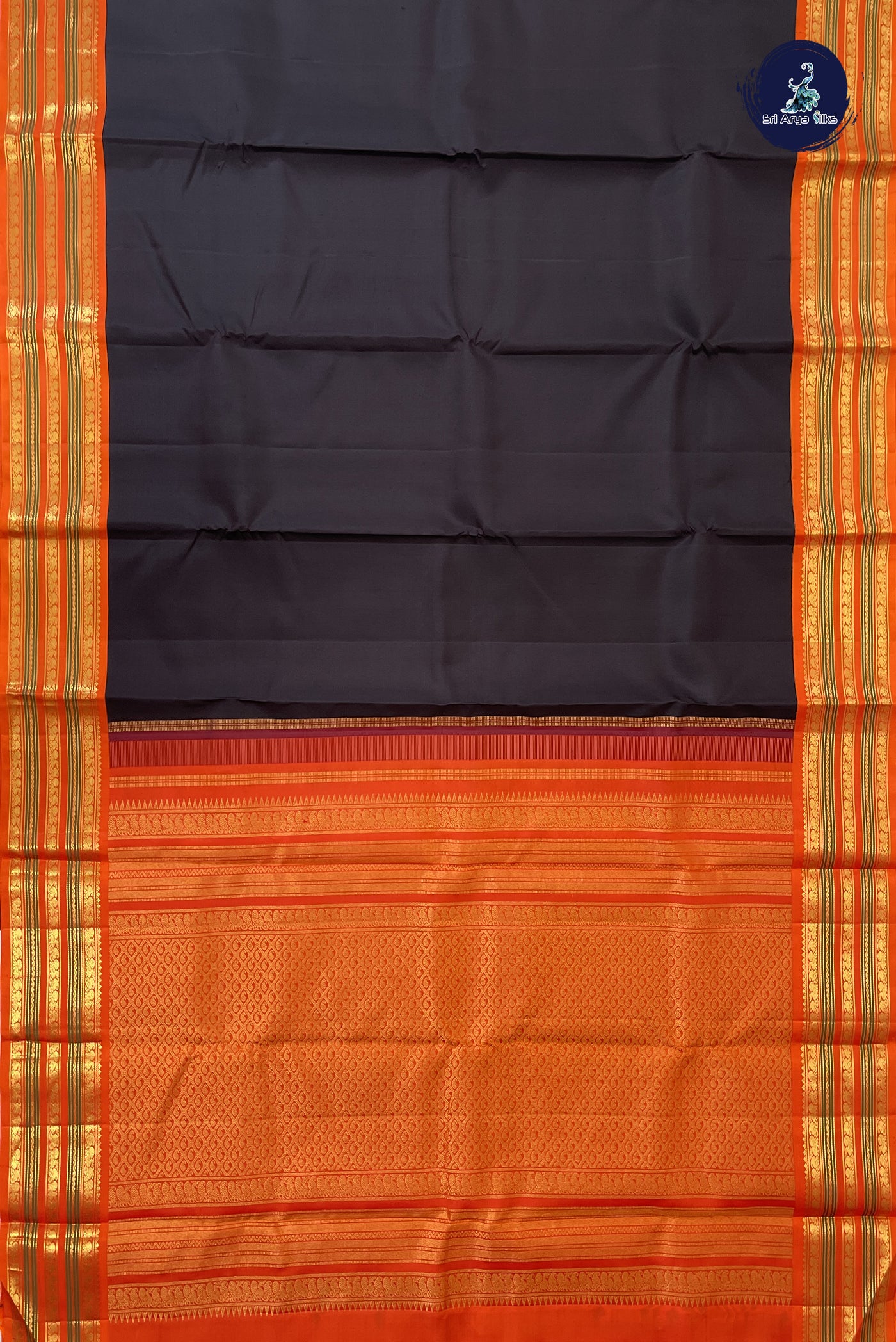 Coffee Brown Korvai Contrast Silk Saree With Plain Pattern