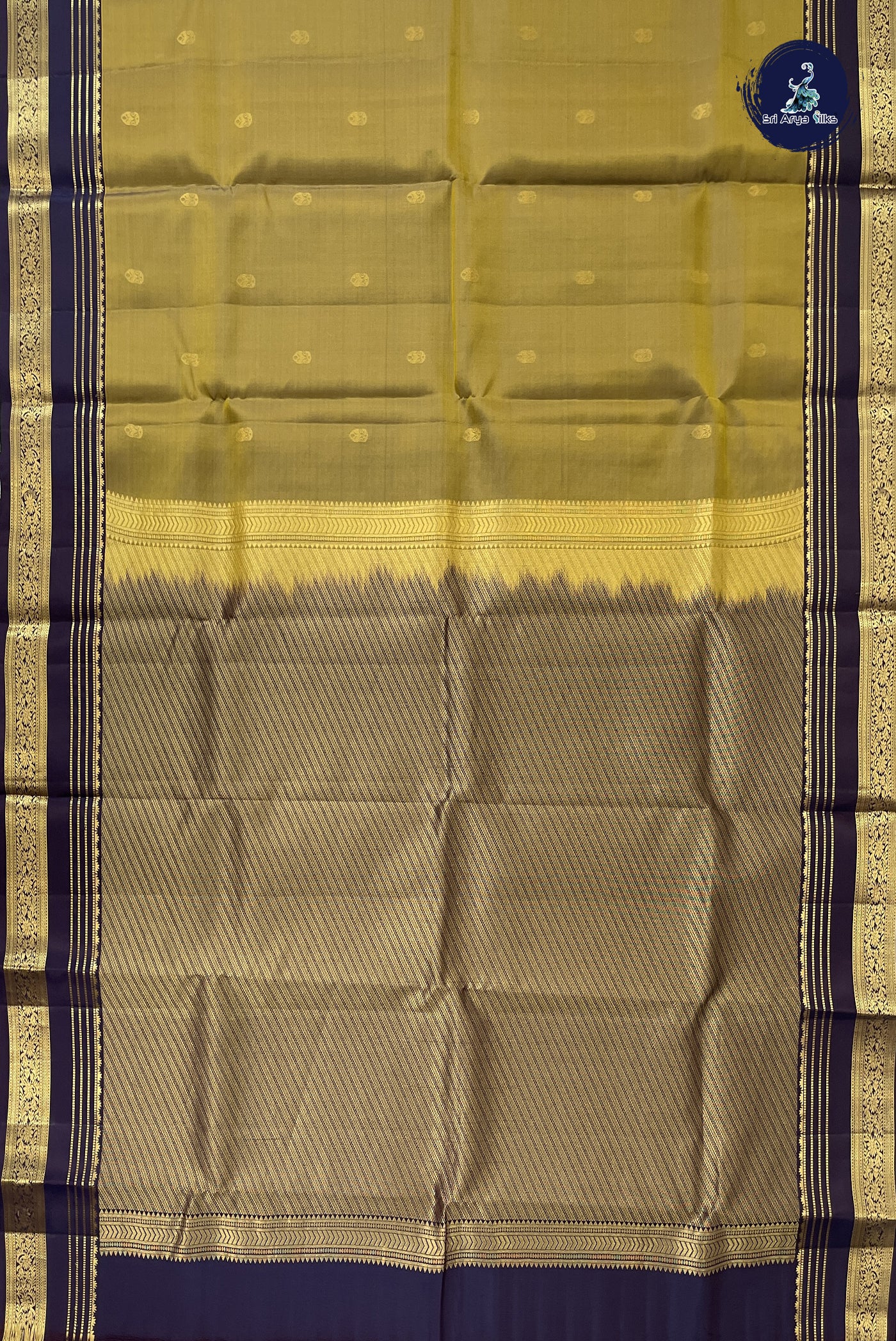 Mustard Half Pure Silk Saree With Zari Buttas Pattern