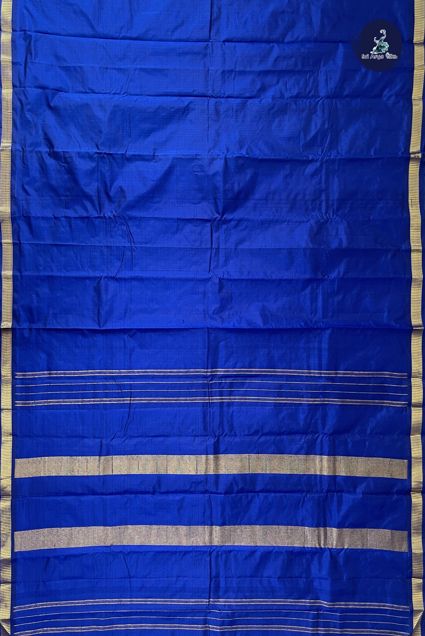 Dark Blue Light Weight Silk Saree With Plain Pattern