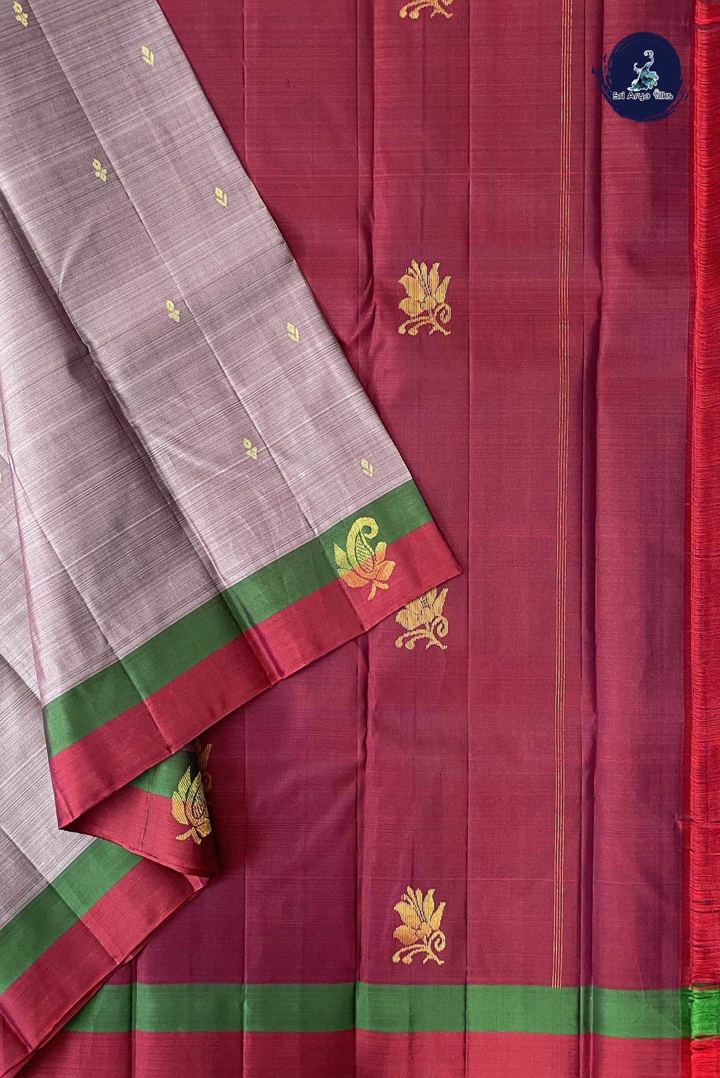 Snuf Light Weight Silk Saree With Zari Buttas Pattern