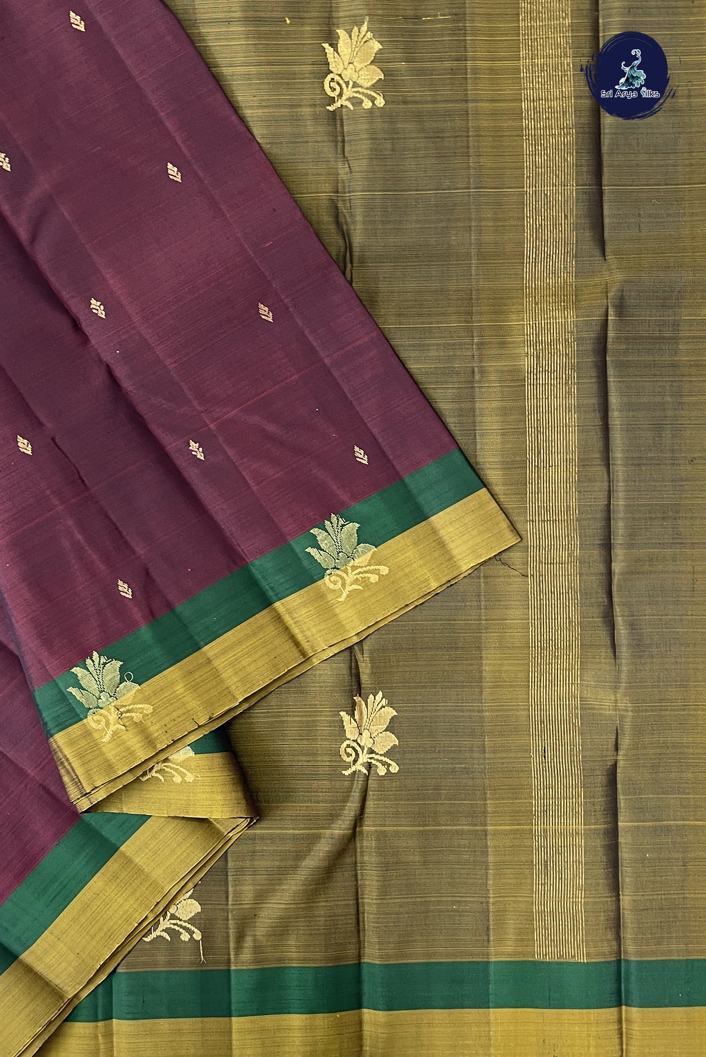 Coffee Brown Light Weight Silk Saree With Zari Buttas Pattern