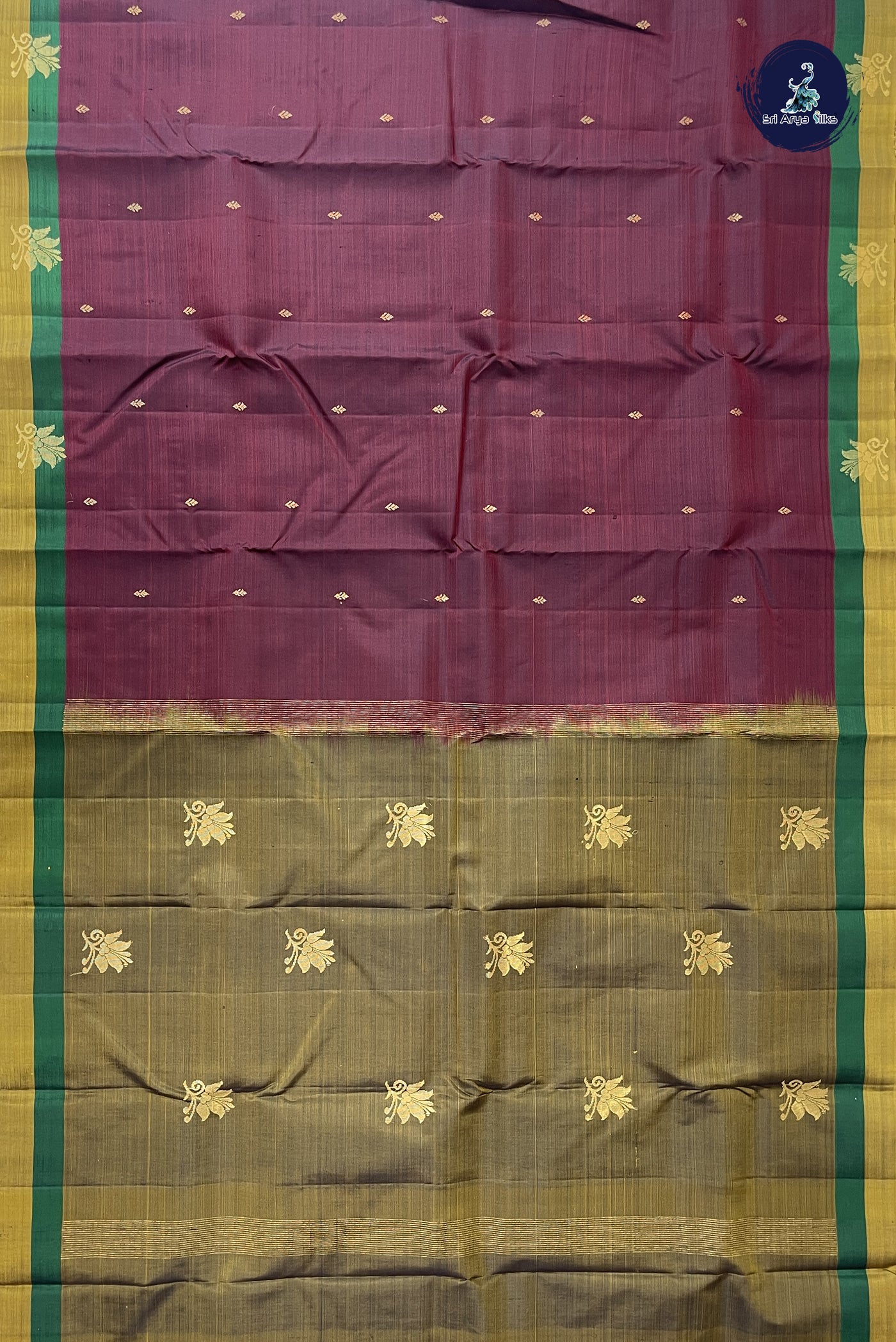 Coffee Brown Light Weight Silk Saree With Zari Buttas Pattern