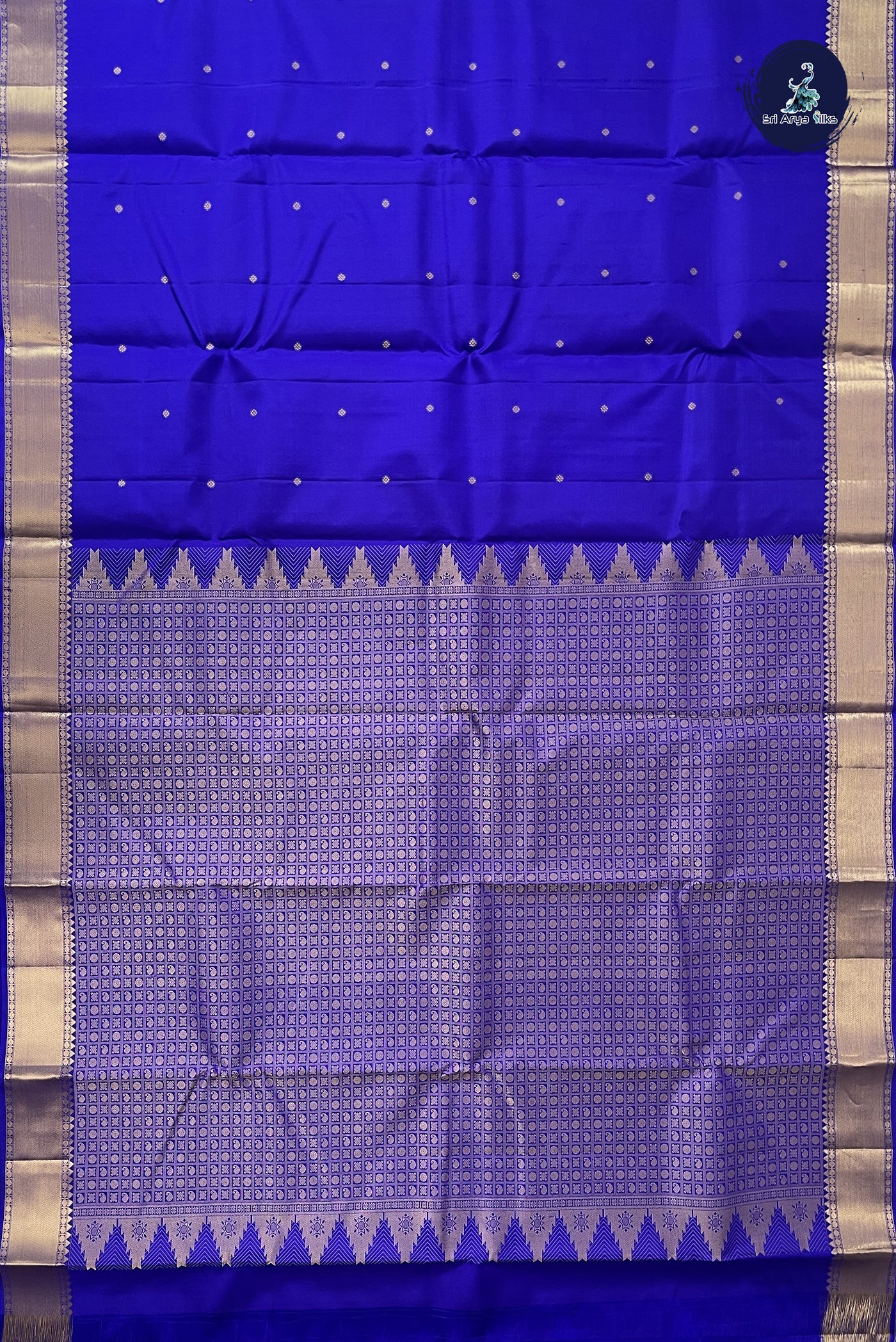 MS Blue Traditional Silk Saree With Zari Buttas Pattern