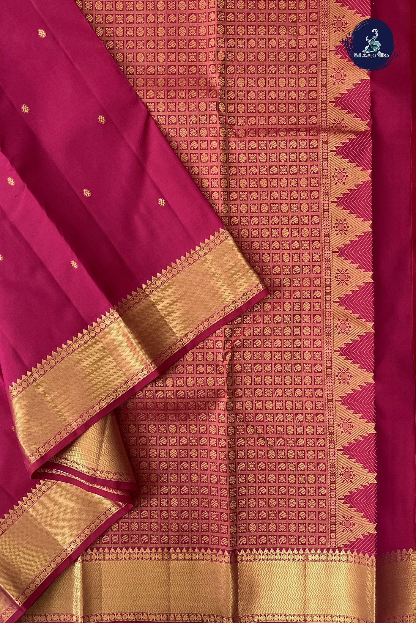 Dark Pink Traditional Silk Saree With Zari Buttas Pattern
