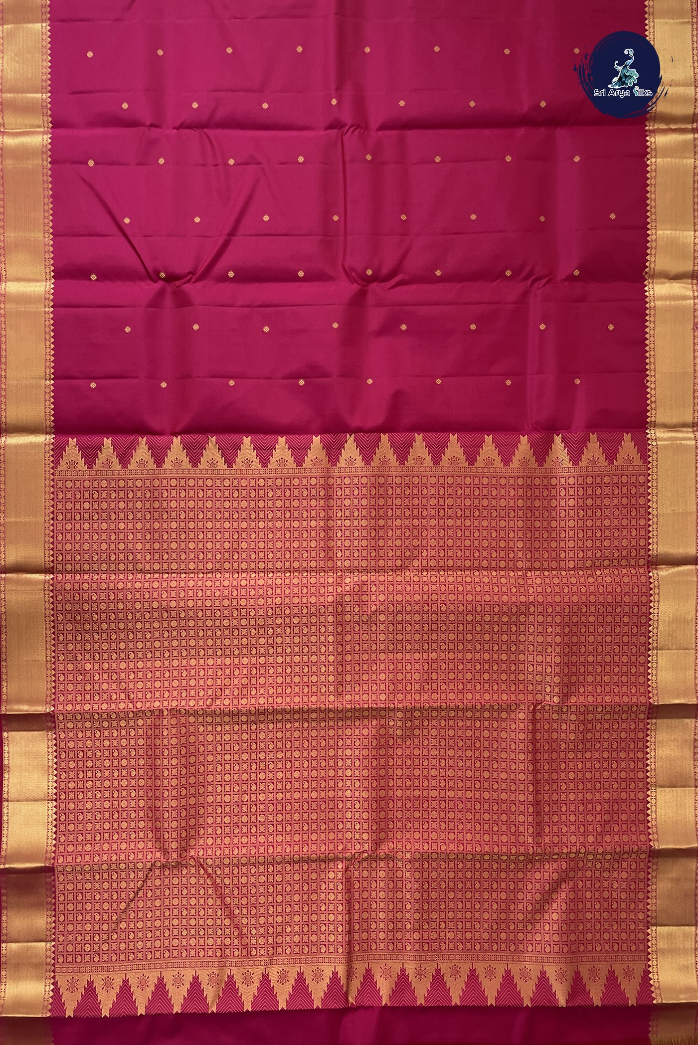Dark Pink Traditional Silk Saree With Zari Buttas Pattern