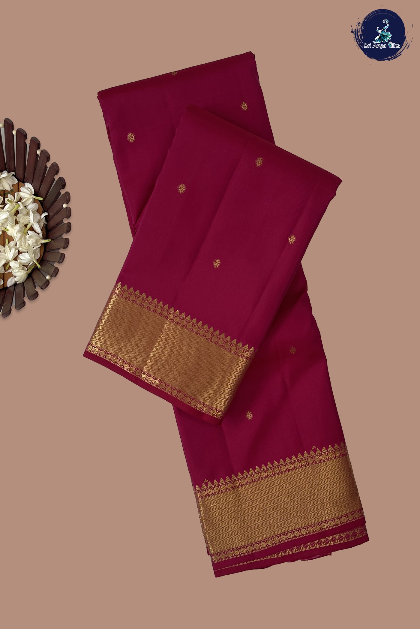 Dark Pink Traditional Silk Saree With Zari Buttas Pattern