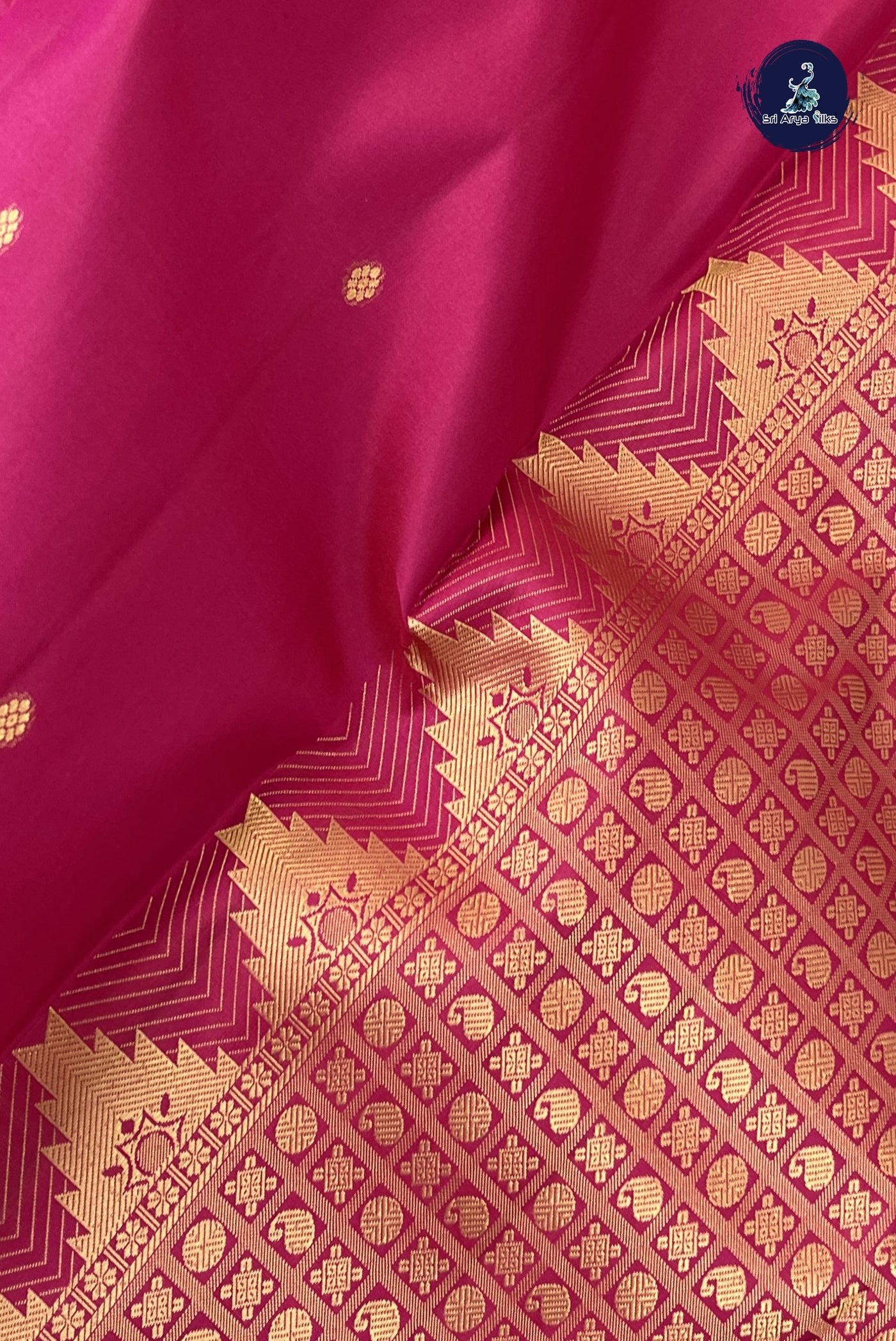 Dark Pink Traditional Silk Saree With Zari Buttas Pattern