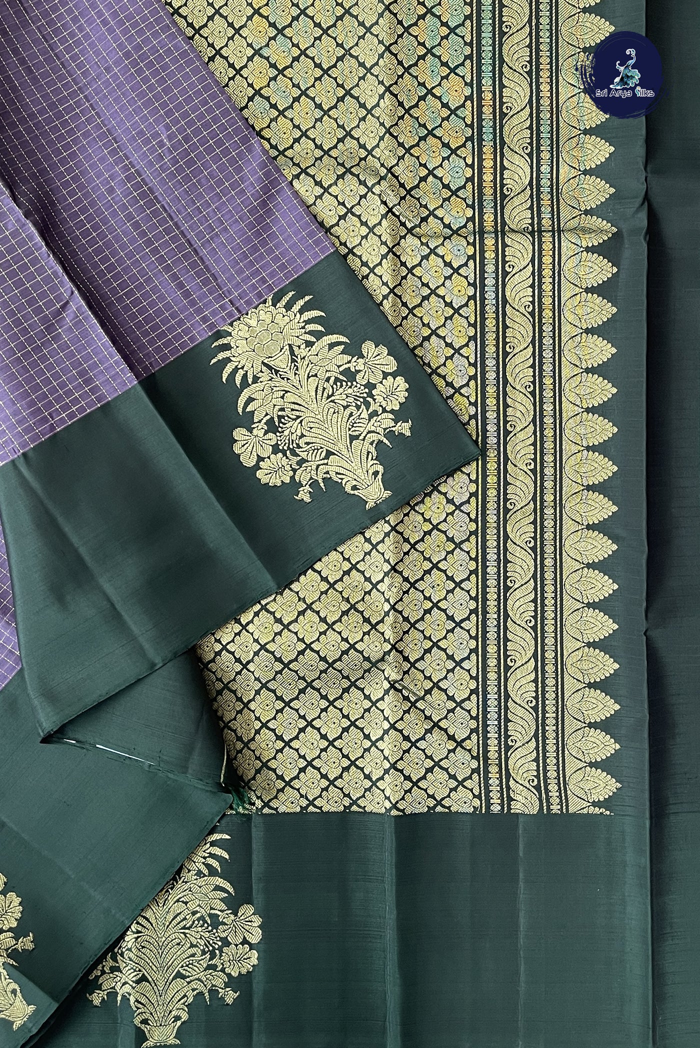 Burgundy Traditional Silk Saree With Zari Checked Pattern