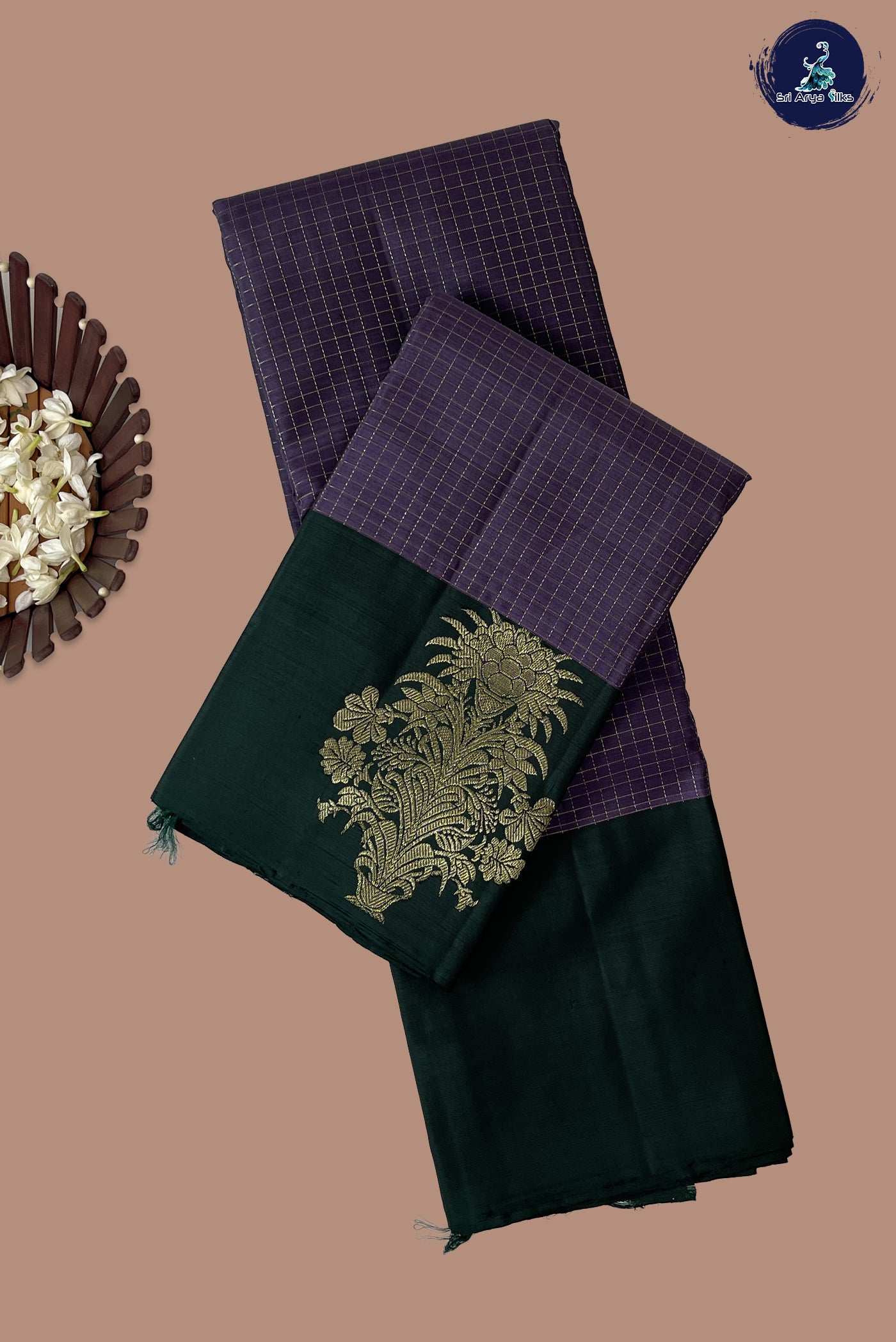 Burgundy Traditional Silk Saree With Zari Checked Pattern