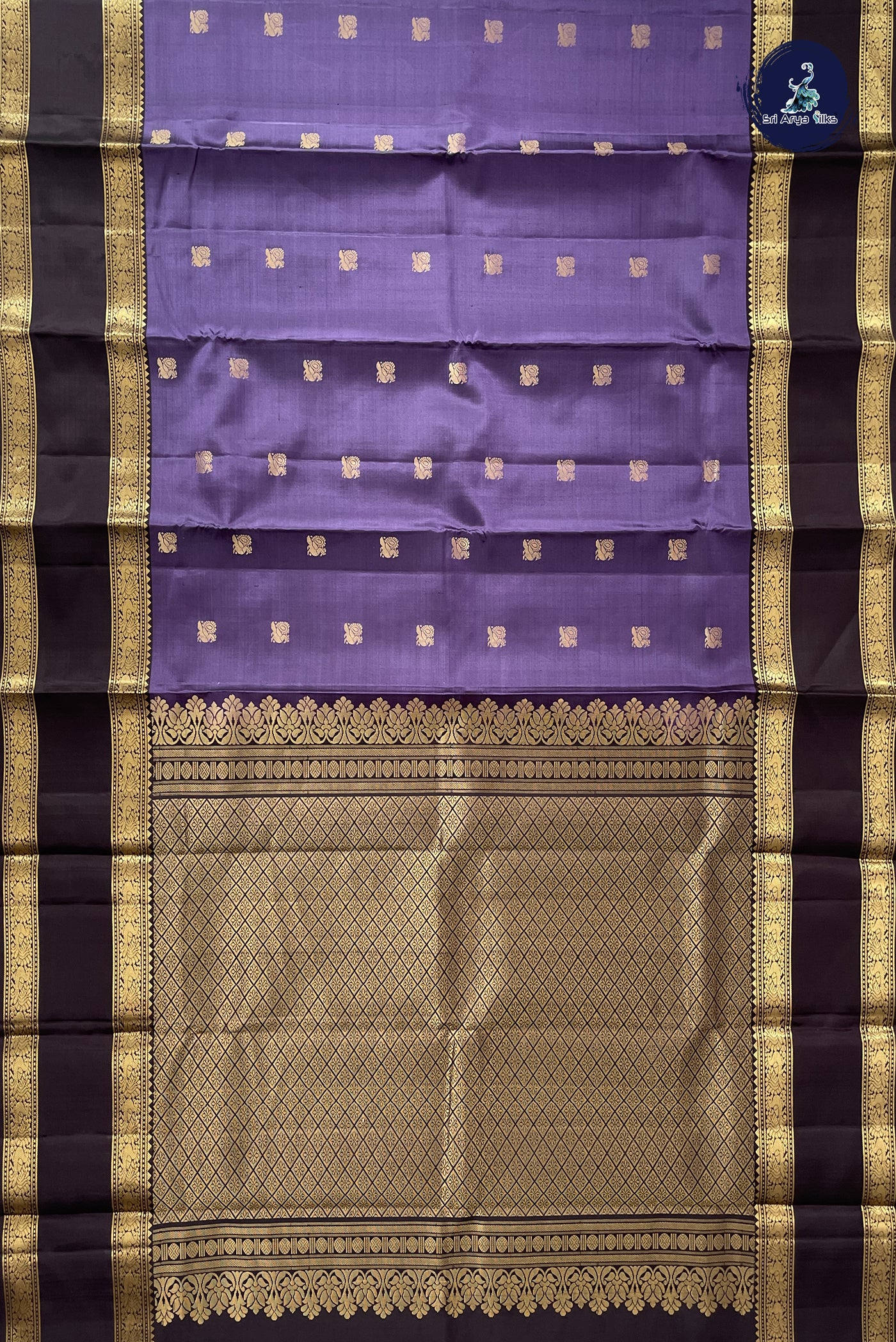 Lavender Traditional Silk Saree With Zari Buttas Pattern