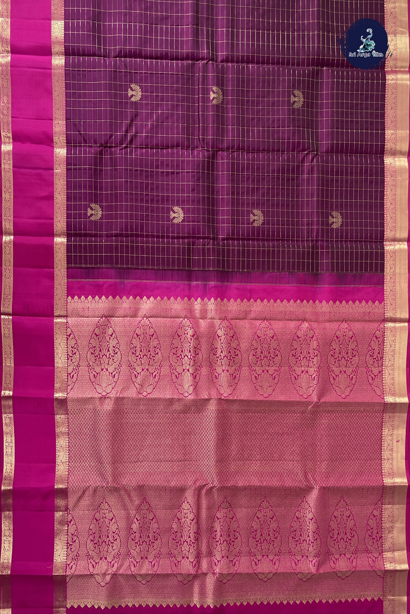 BeetRoot Shade Traditional Silk Saree With Zari Checked Pattern