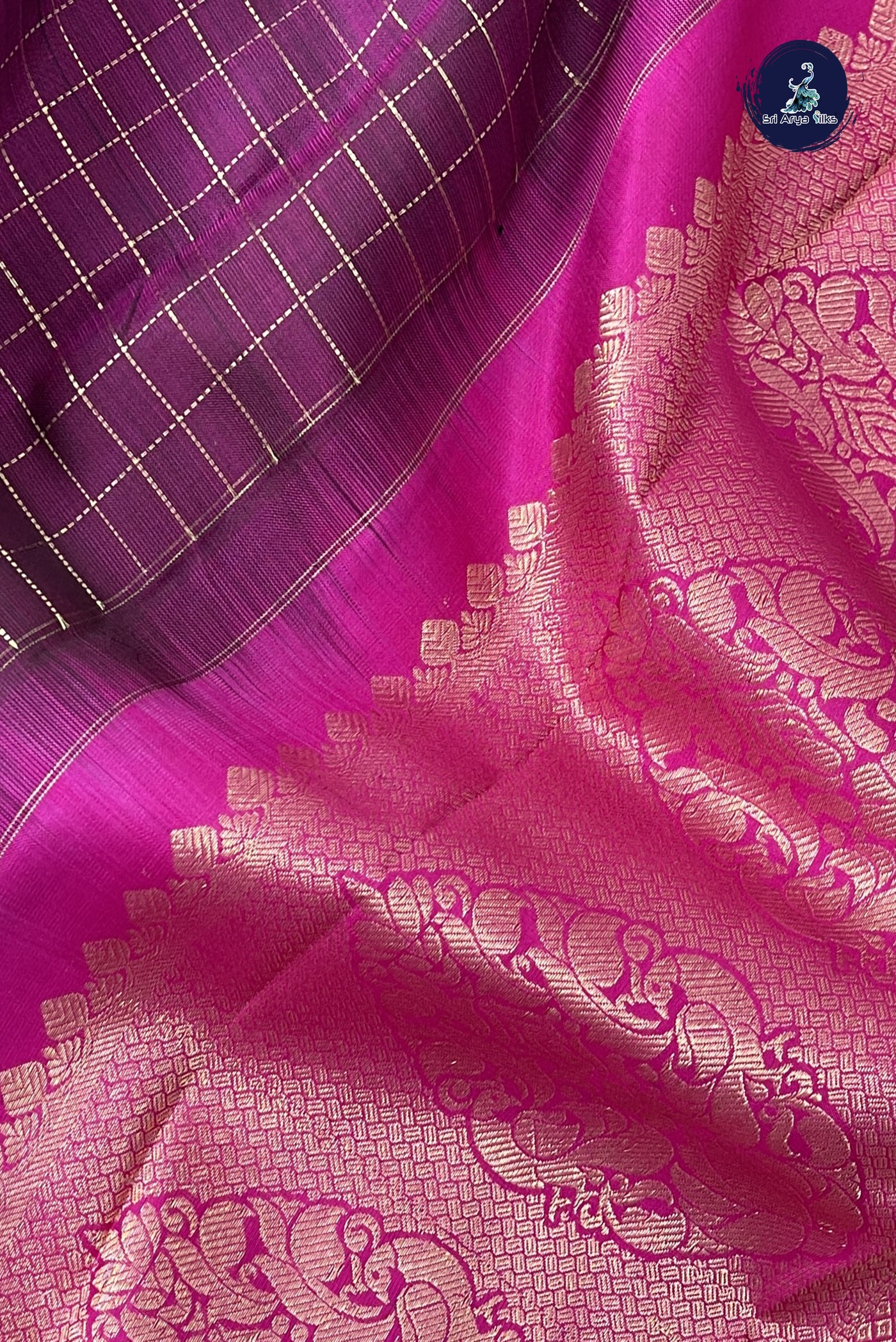 BeetRoot Shade Traditional Silk Saree With Zari Checked Pattern