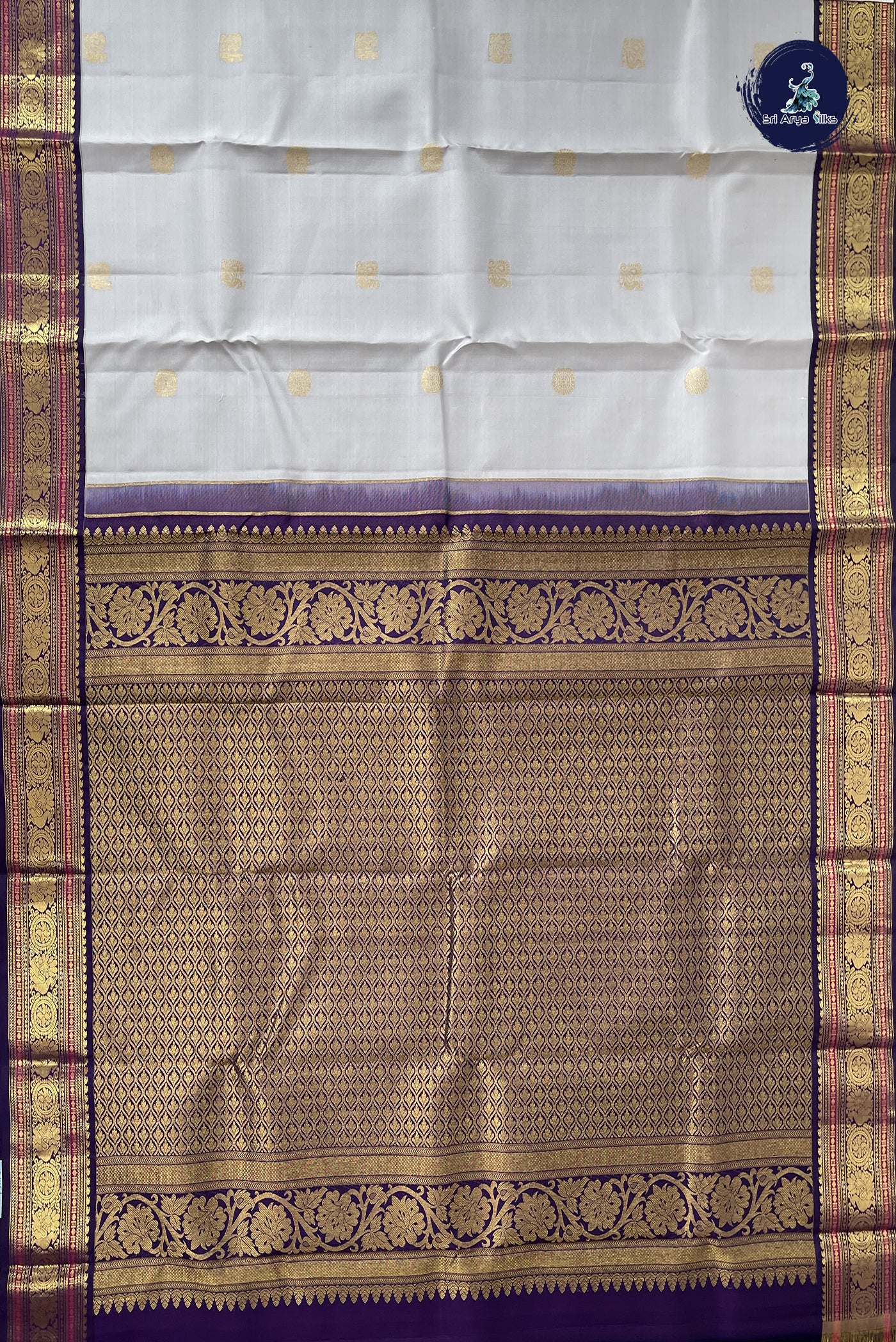 Grey Korvai Contrast Silk Saree With Zari Checked Pattern