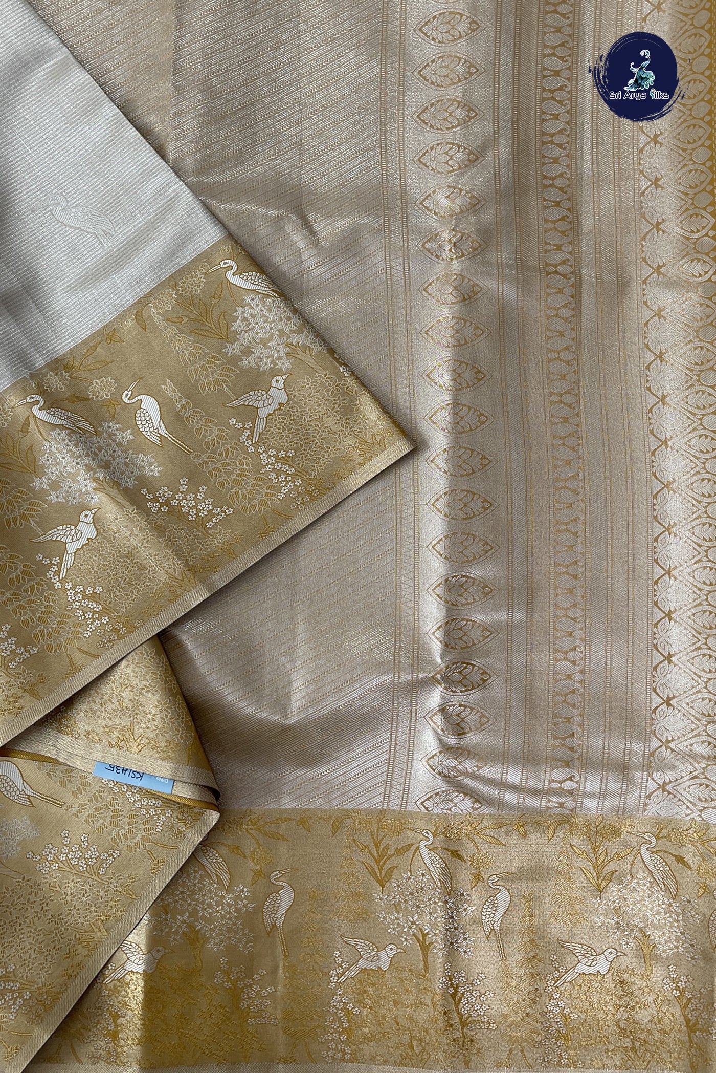 Fawn Half Pure Silk Saree With Jacquard Pattern