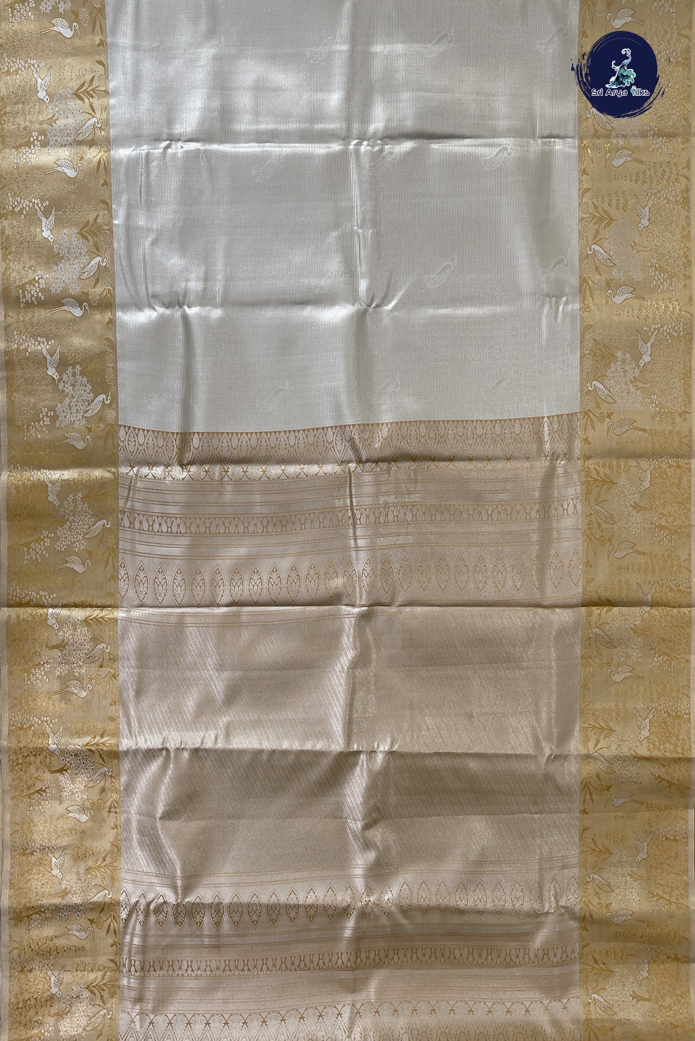 Fawn Half Pure Silk Saree With Jacquard Pattern