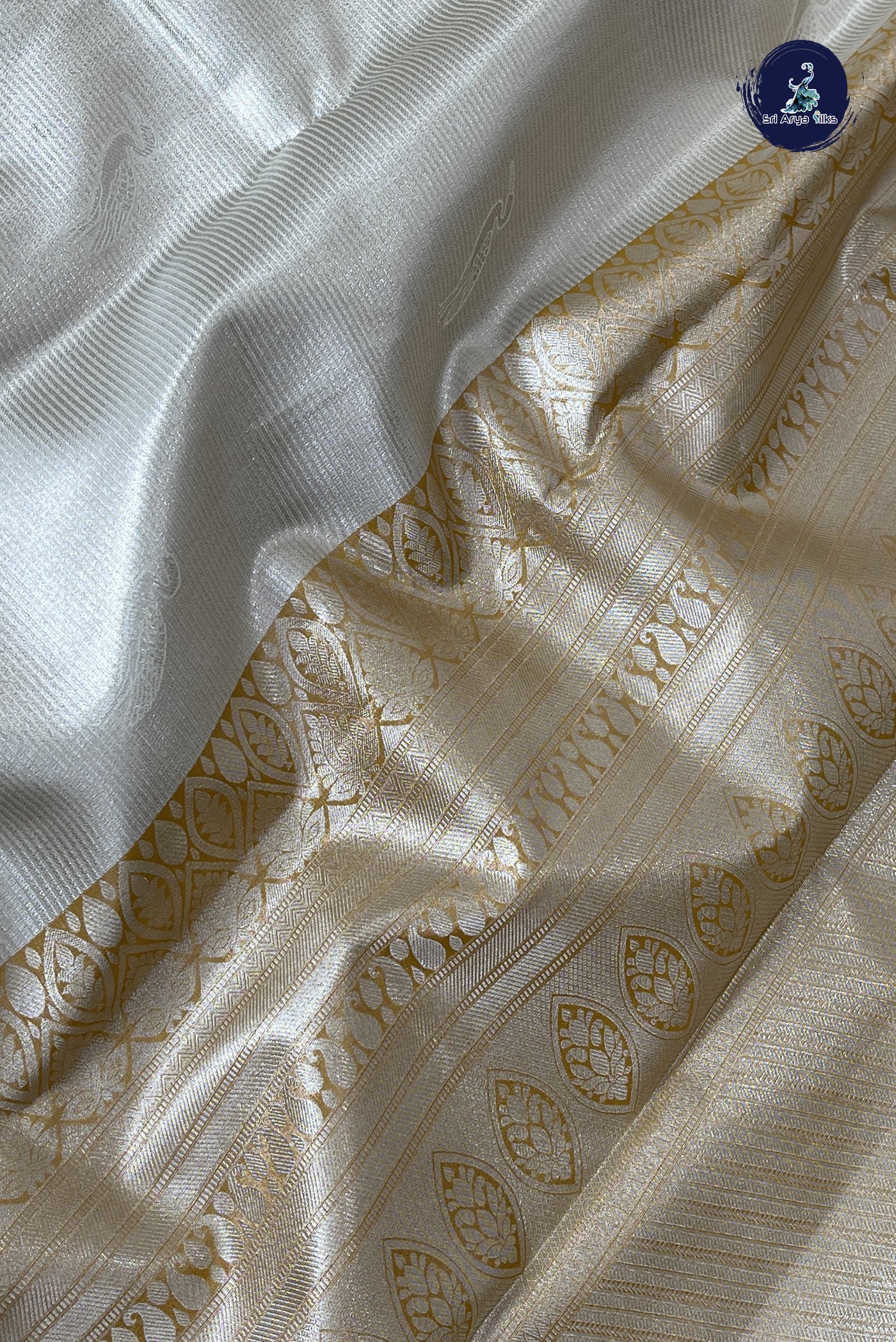 Fawn Half Pure Silk Saree With Jacquard Pattern