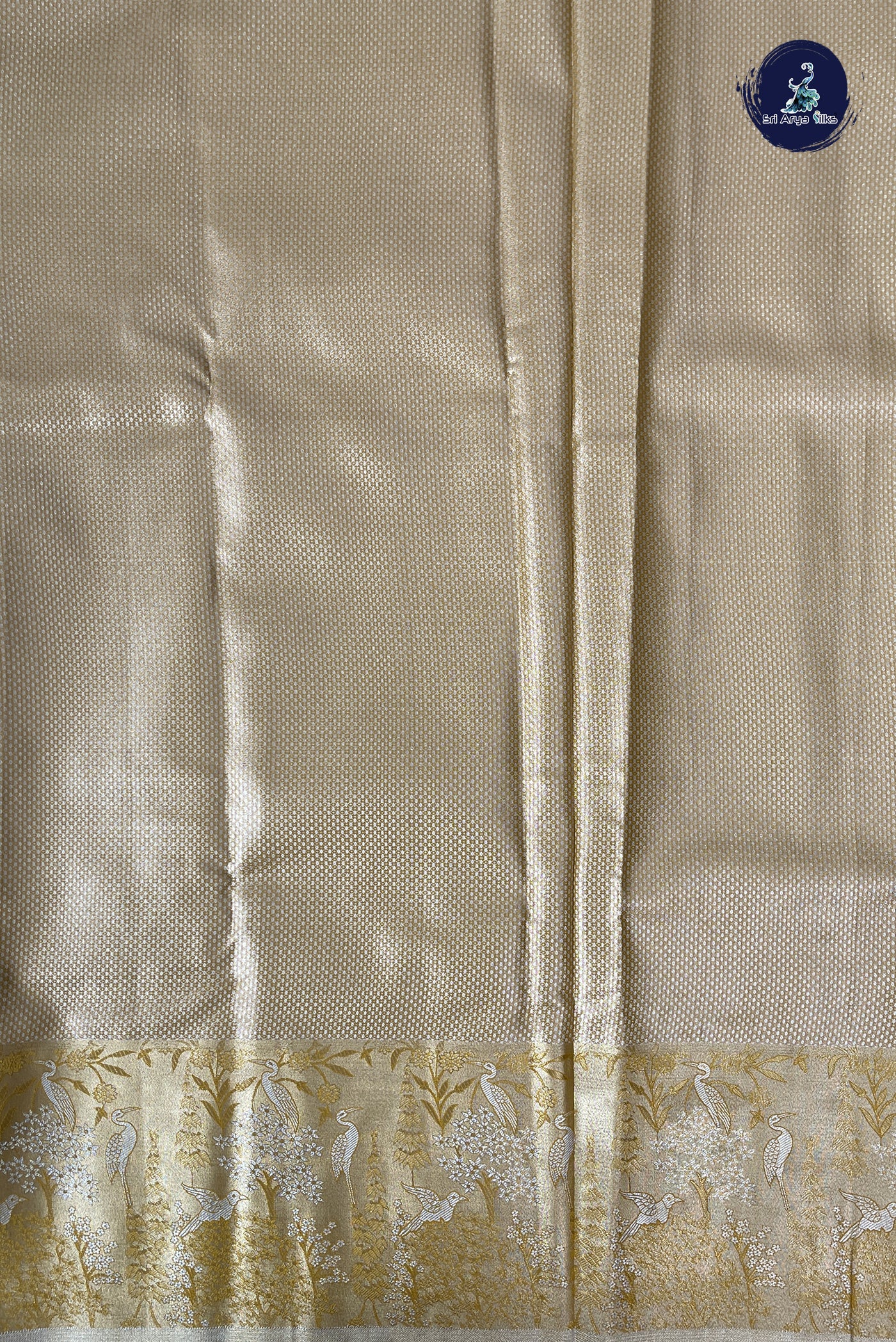 Fawn Half Pure Silk Saree With Jacquard Pattern