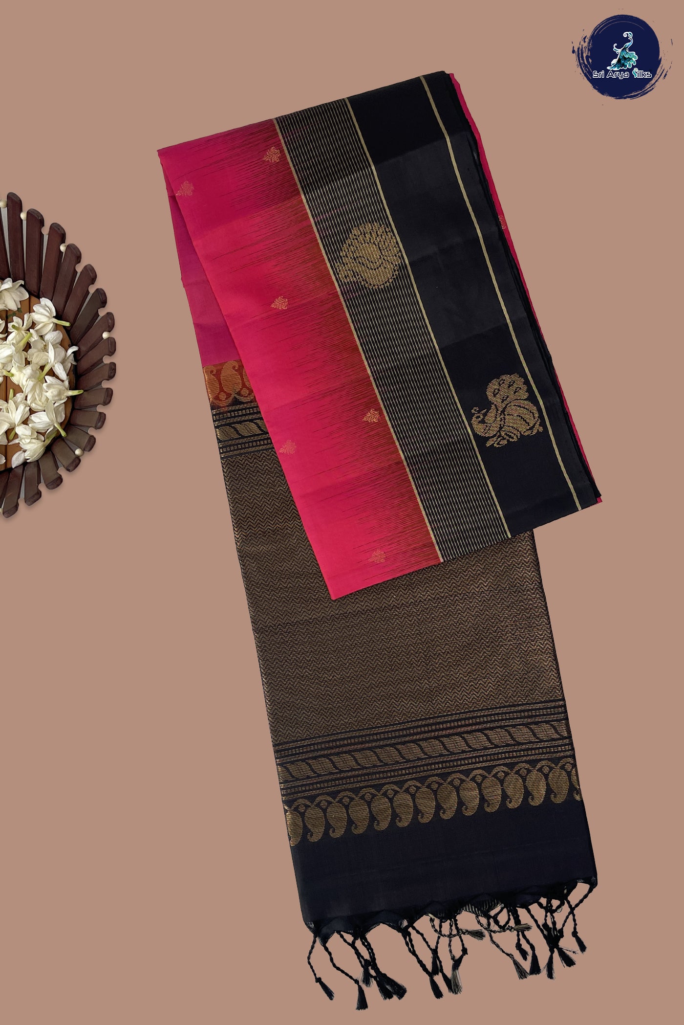 Dual Tone Pink Soft Silk Saree With Zari Buttas Pattern