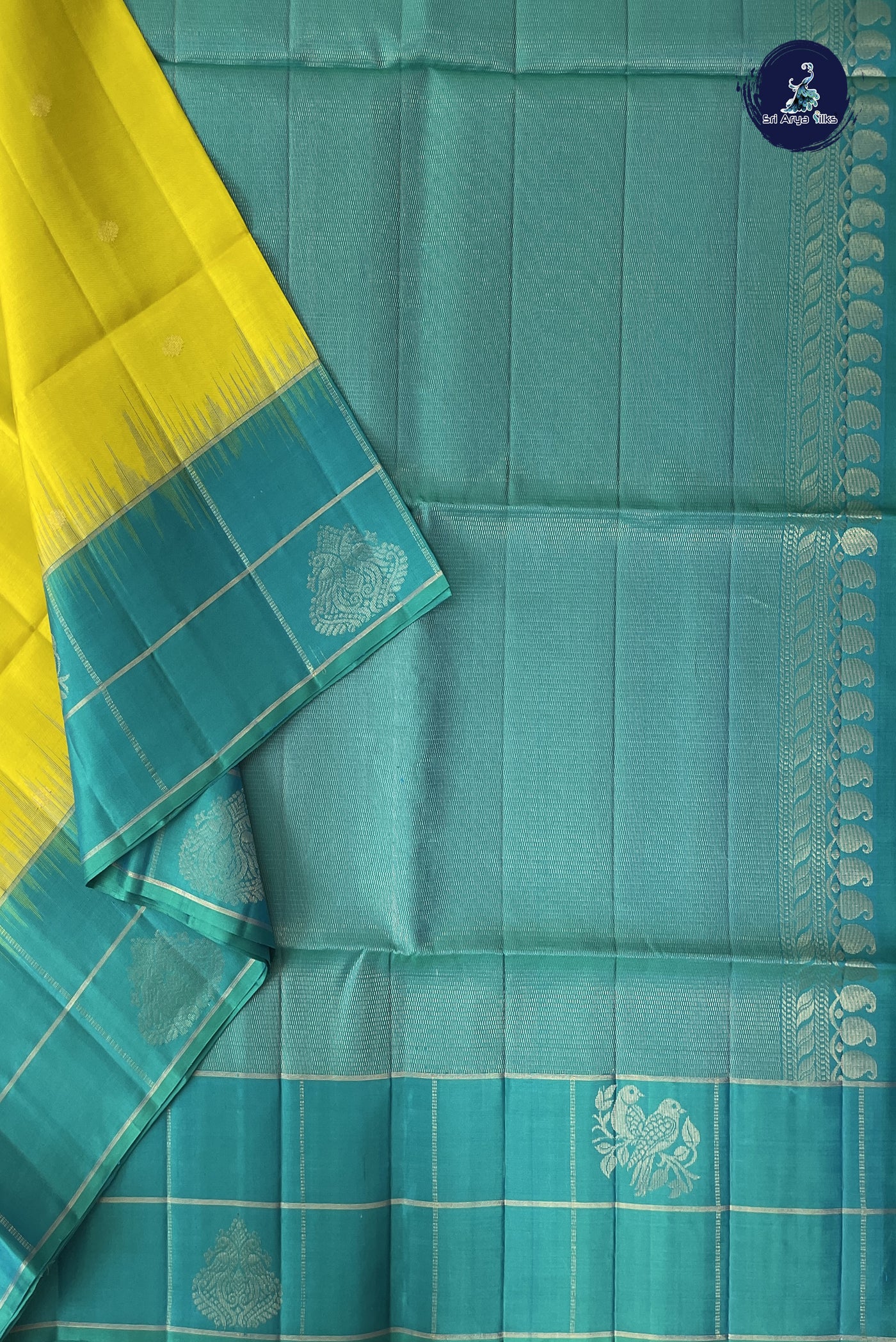 Lemon Yellow Soft Silk Saree With Zari Buttas Pattern